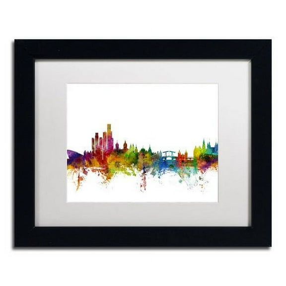 Trademark Fine Art "Amsterdam Skyline II" Canvas Art by Michael Tompsett White Matte, Black Frame