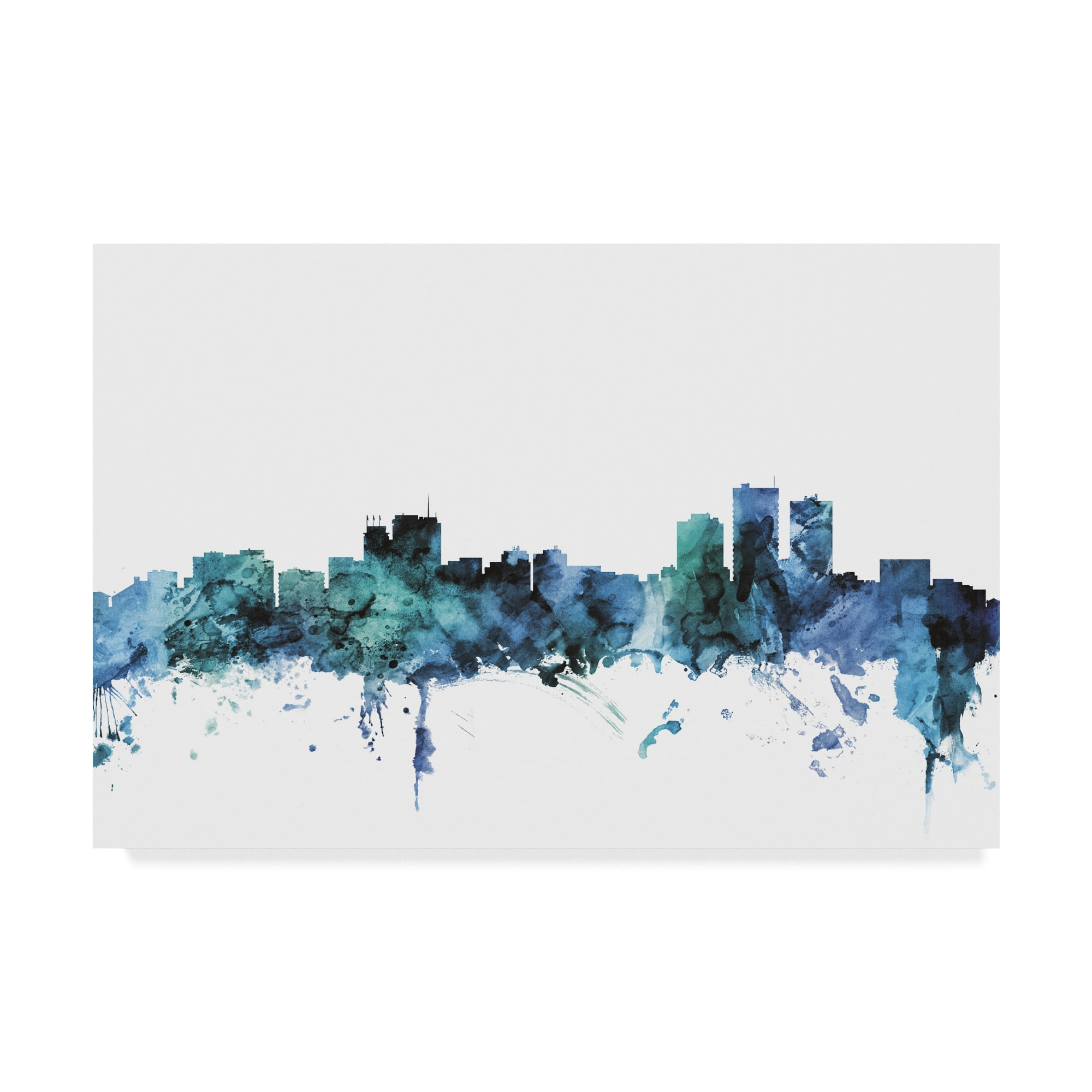 Trademark Fine Art 'Anchorage Alaska Blue Teal Skyline' Canvas Art by Michael Tompsett