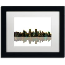 Trademark Fine Art "Anchorage Alaska Skyline II" Canvas Art by Marlene Watson White Mat, Black Frame