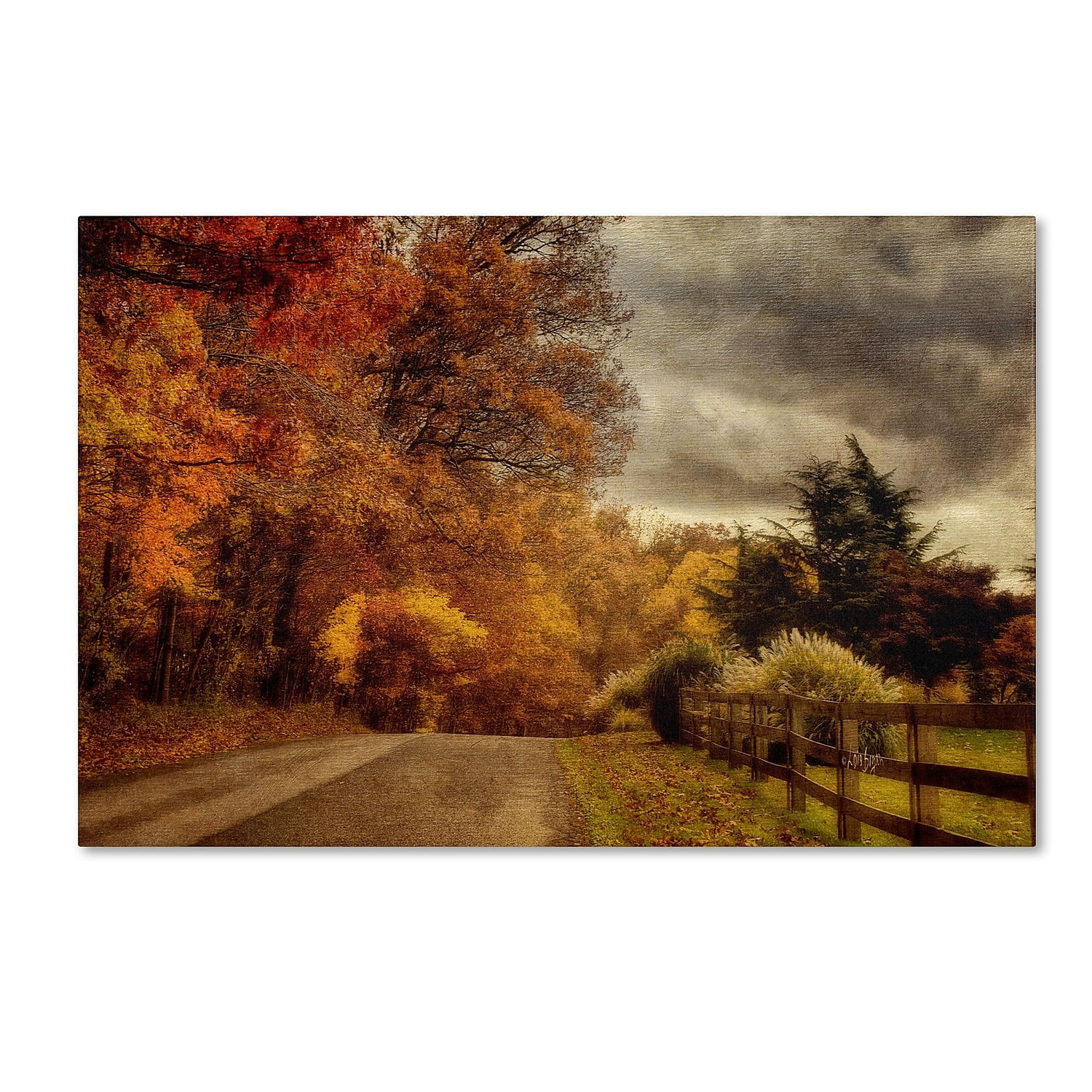 Autumn Landscape Canvas Art with Wooden Frame