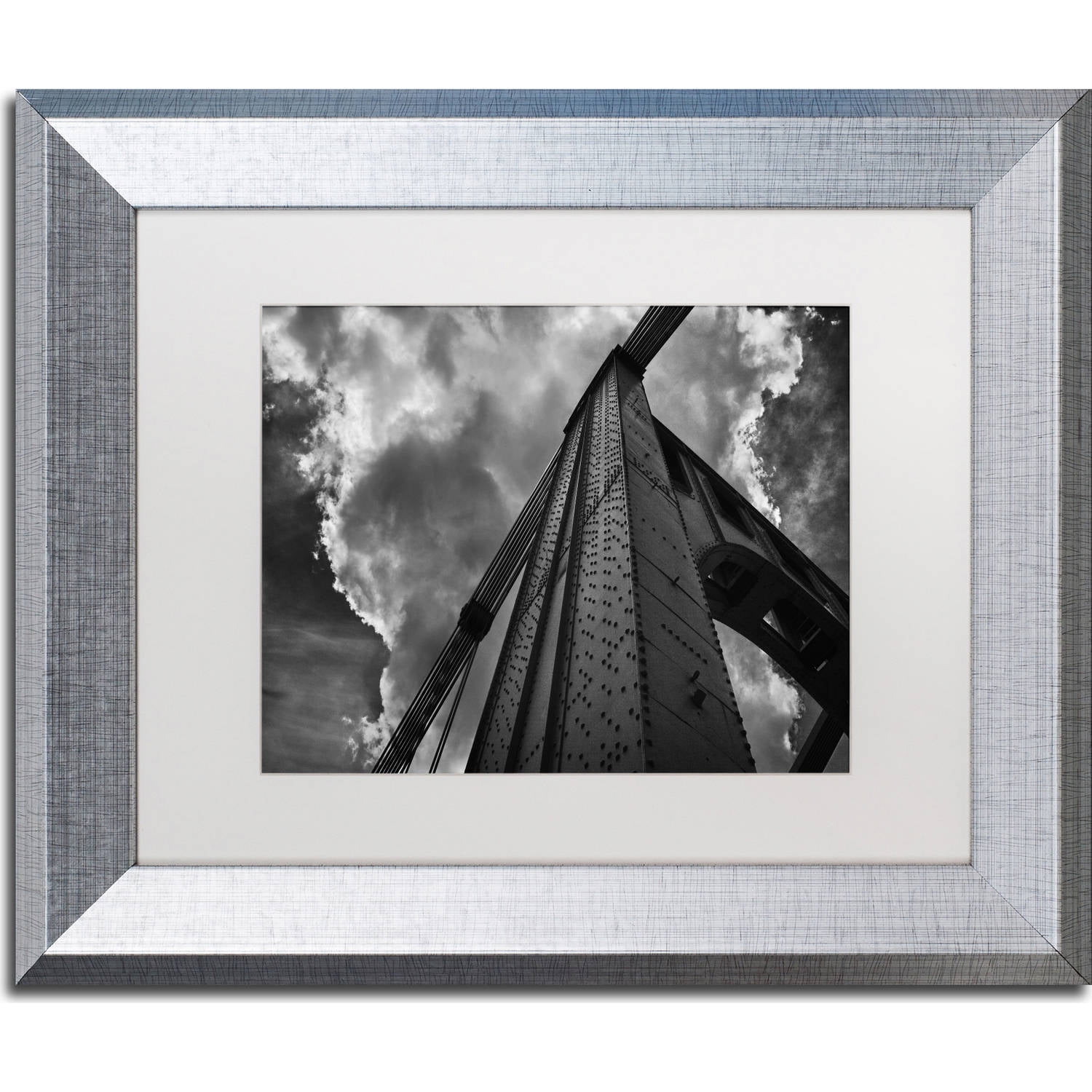 Trademark Fine Art "Andy Warhol Bridge" Canvas Art by Jason Shaffer, White Matte, Silver Frame