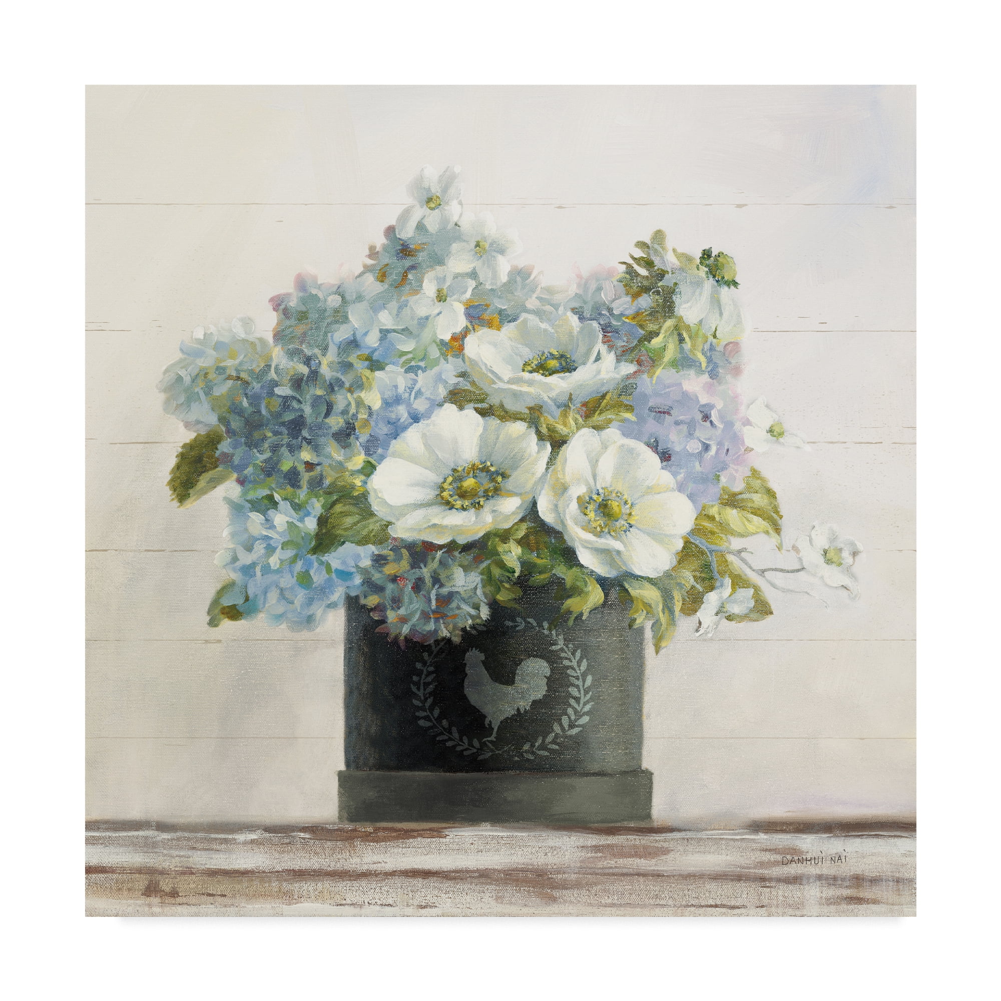 Trademark Fine Art 'Anemones in Hatbox Shiplap' Canvas Art by Danhui Nai