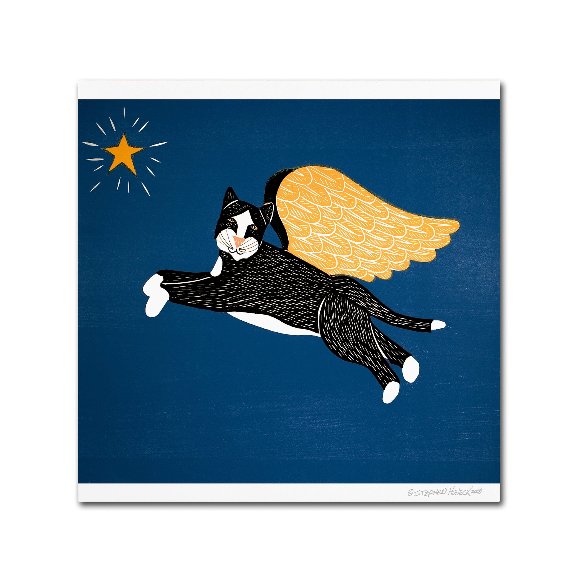 Free Shipping! Trademark Fine Art Angel Cat Canvas Art by Stephen