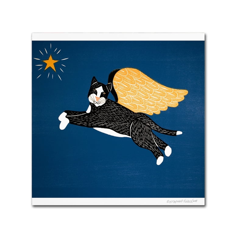 Trademark Fine Art Angel Cat Canvas Art - Giclee Print - 24 x 32