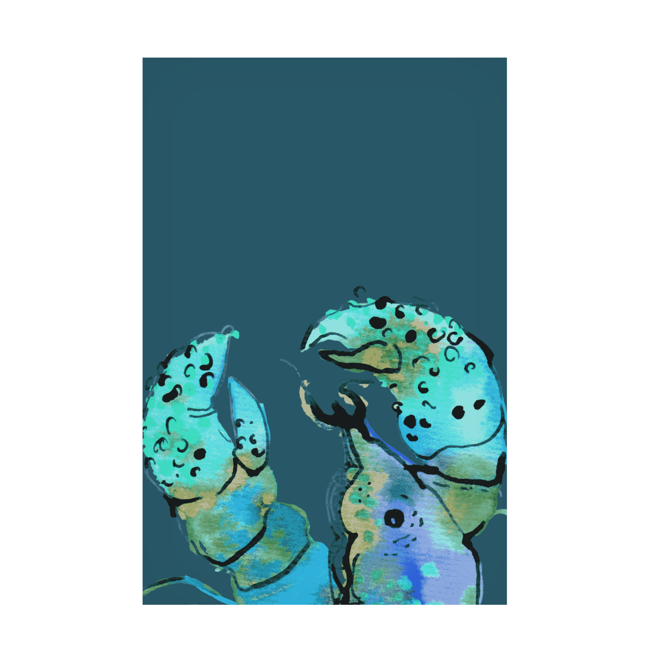 Trademark Fine Art Ania Zwara  Azure Lobster On Dark Blue Canvas Wall Art