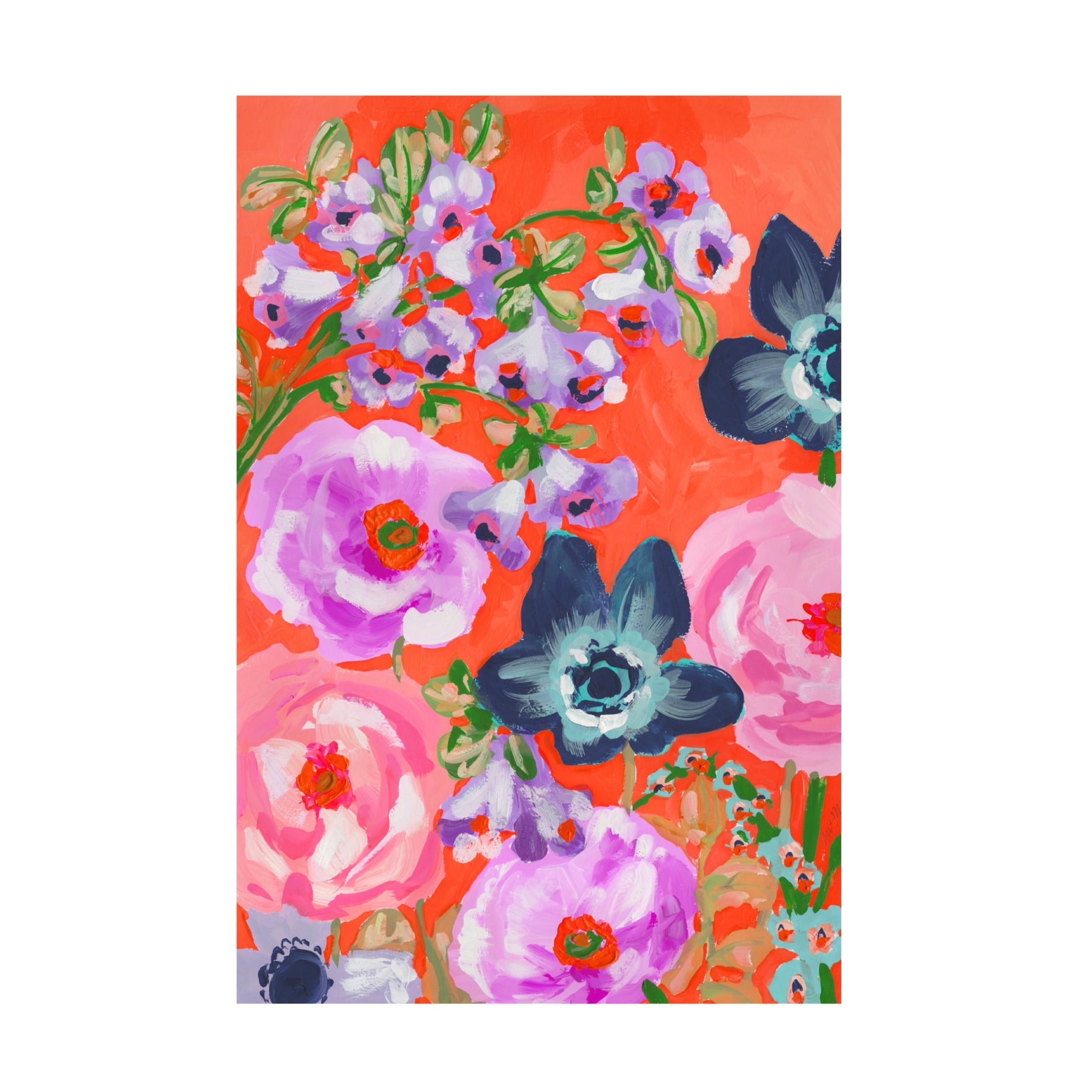 Trademark Fine Art Ania Zwara Blue Anemones On Red Canvas Wall Art