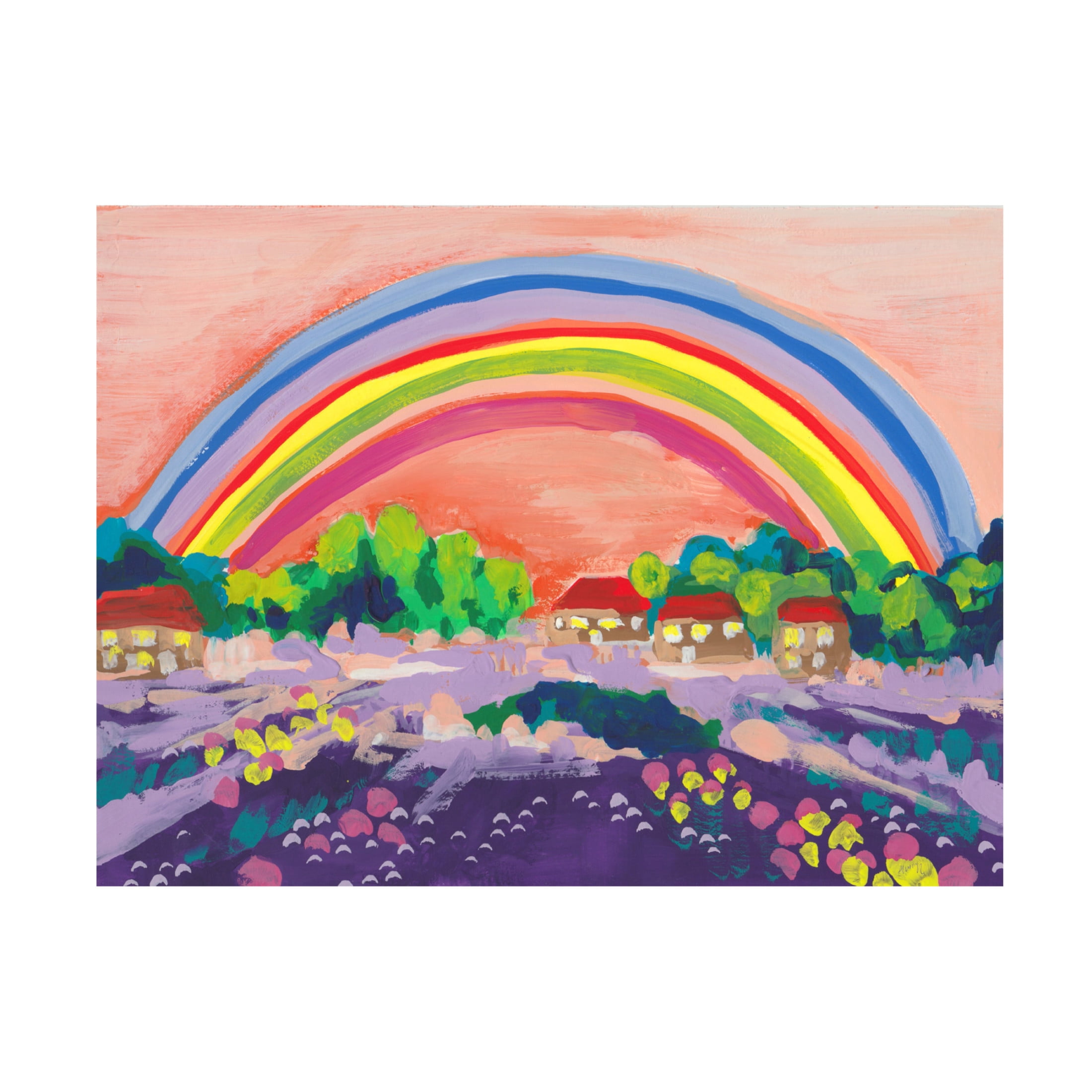 Trademark Fine Art Ania Zwara  Countryside Rainbow On Orange Canvas Wall Art