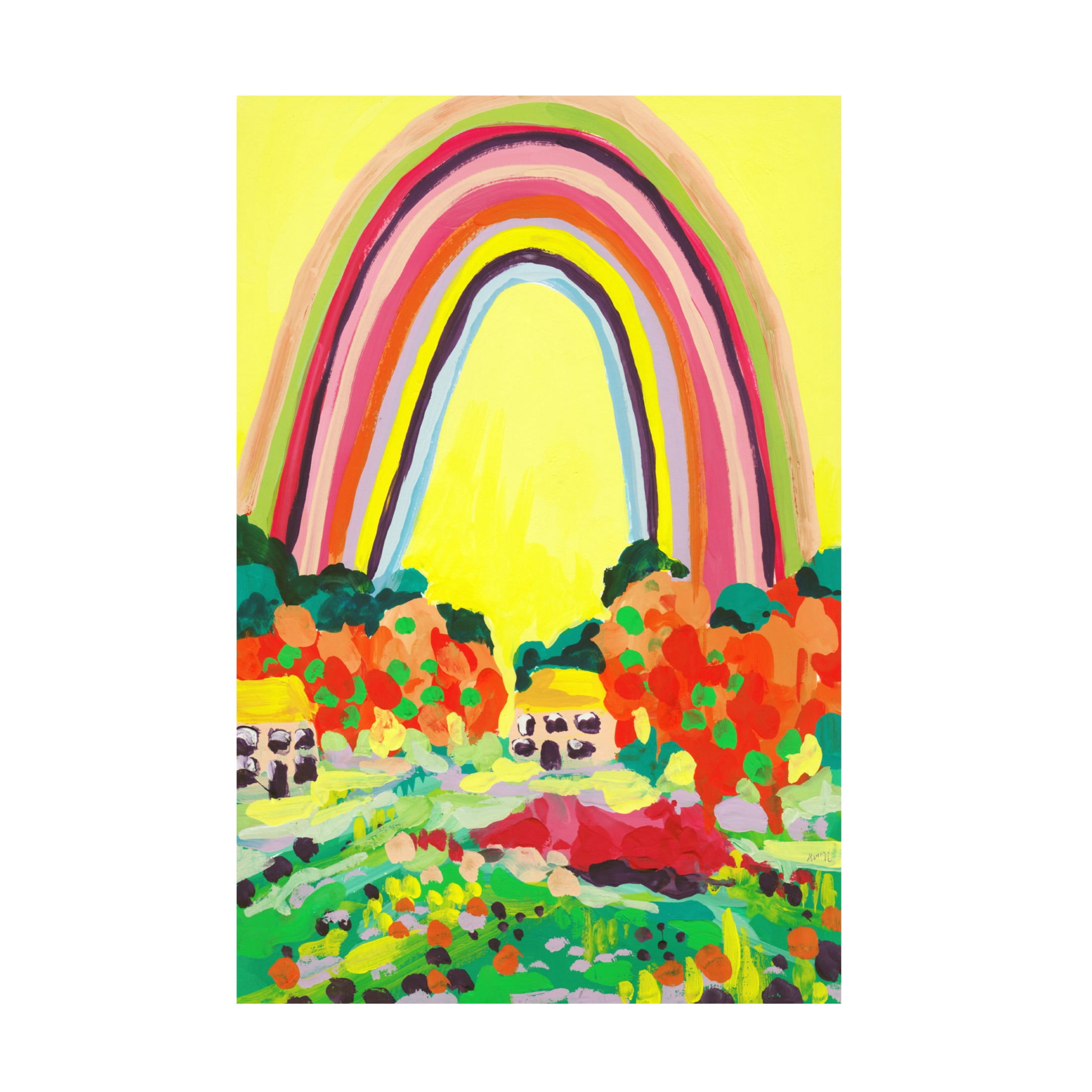 Trademark Fine Art Ania Zwara Countryside Rainbow Yellow Canvas Wall Art