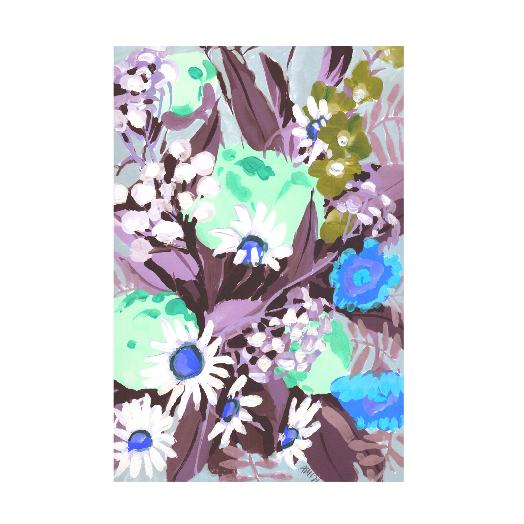 Trademark Fine Art Ania Zwara Daisies On Purple Grass Canvas Wall Art