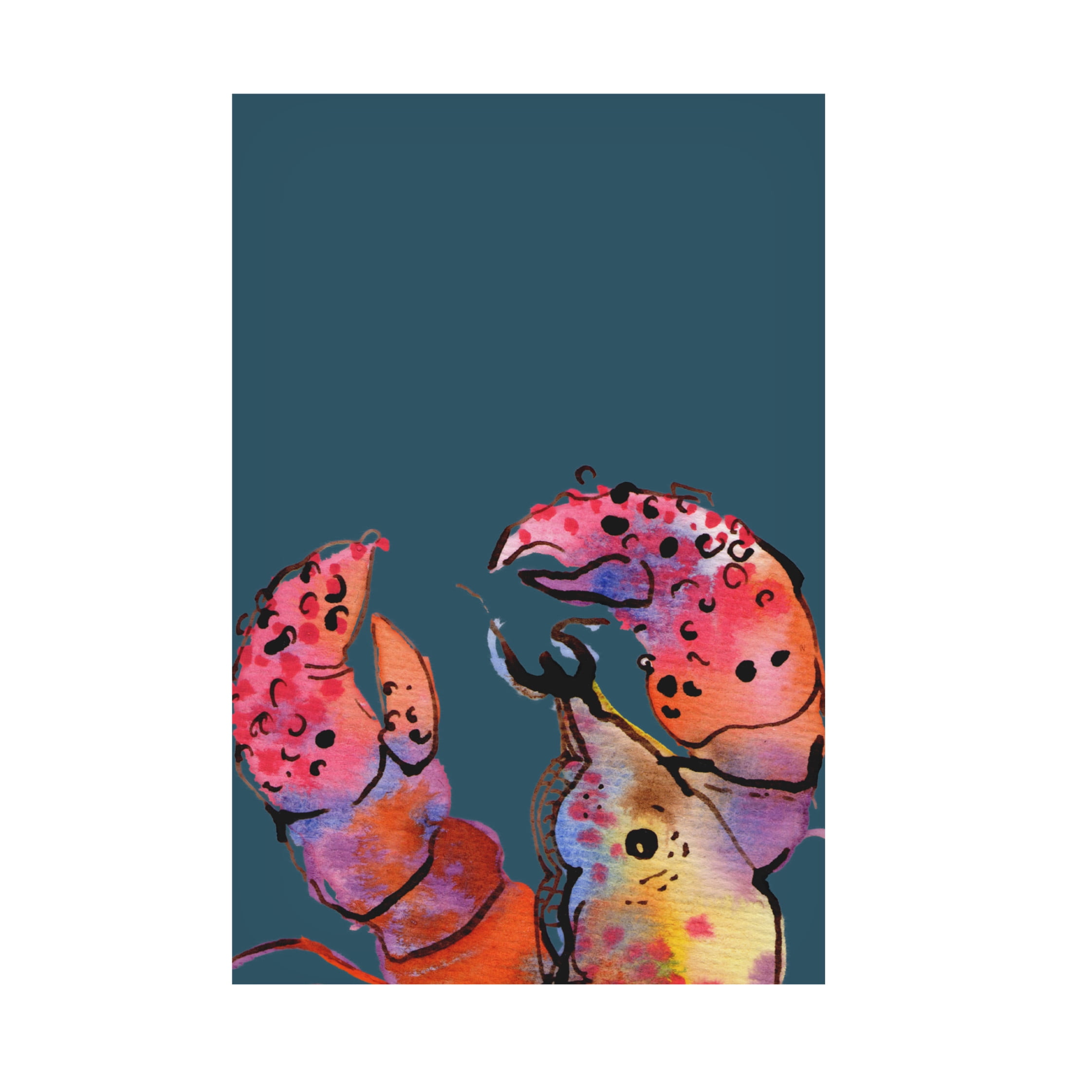 Trademark Fine Art Ania Zwara  Lobster On Dark Blue Canvas Wall Art