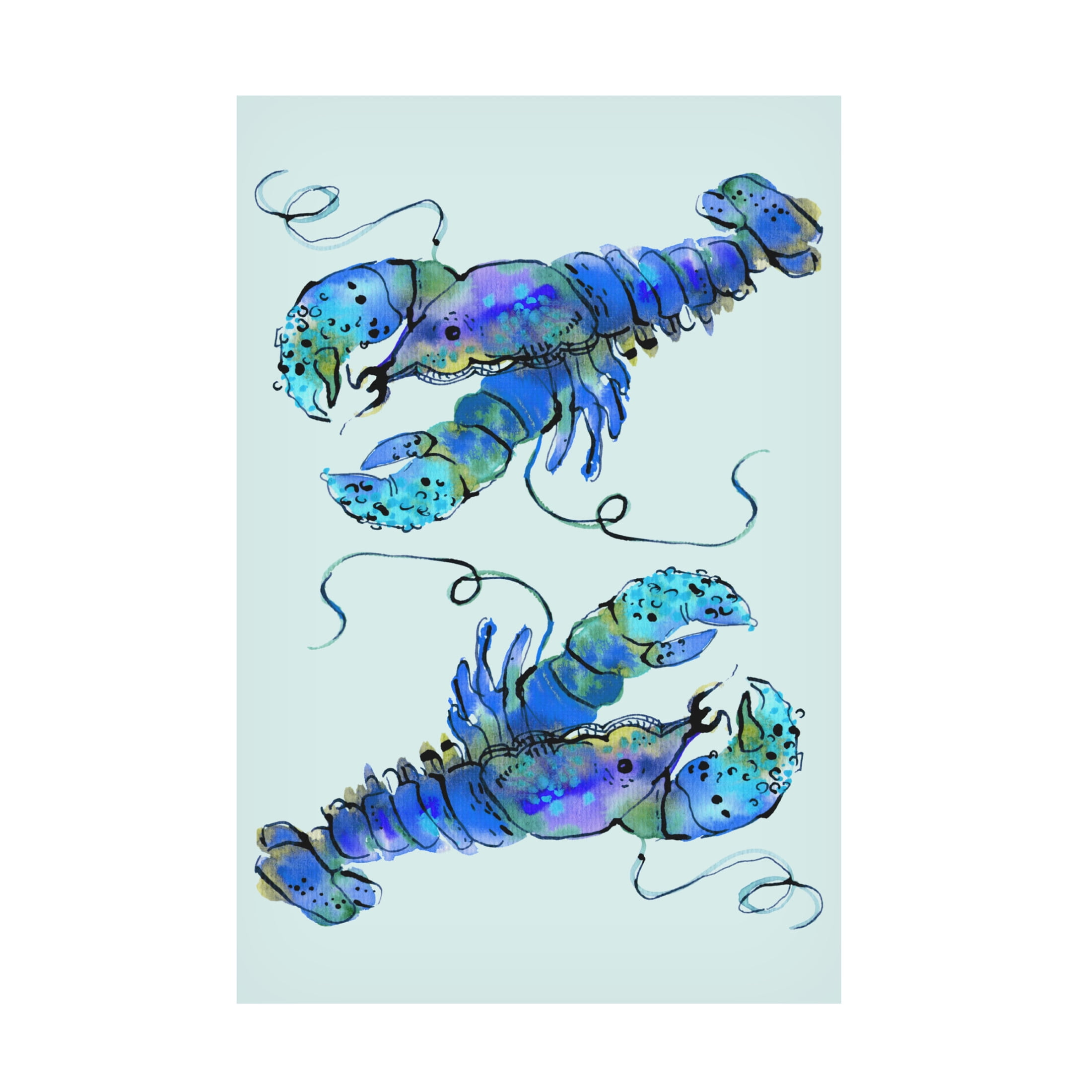 Trademark Fine Art Ania Zwara  Lobsters On Azure Canvas Wall Art
