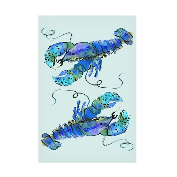 Trademark Fine Art Ania Zwara  Lobsters On Azure Canvas Wall Art
