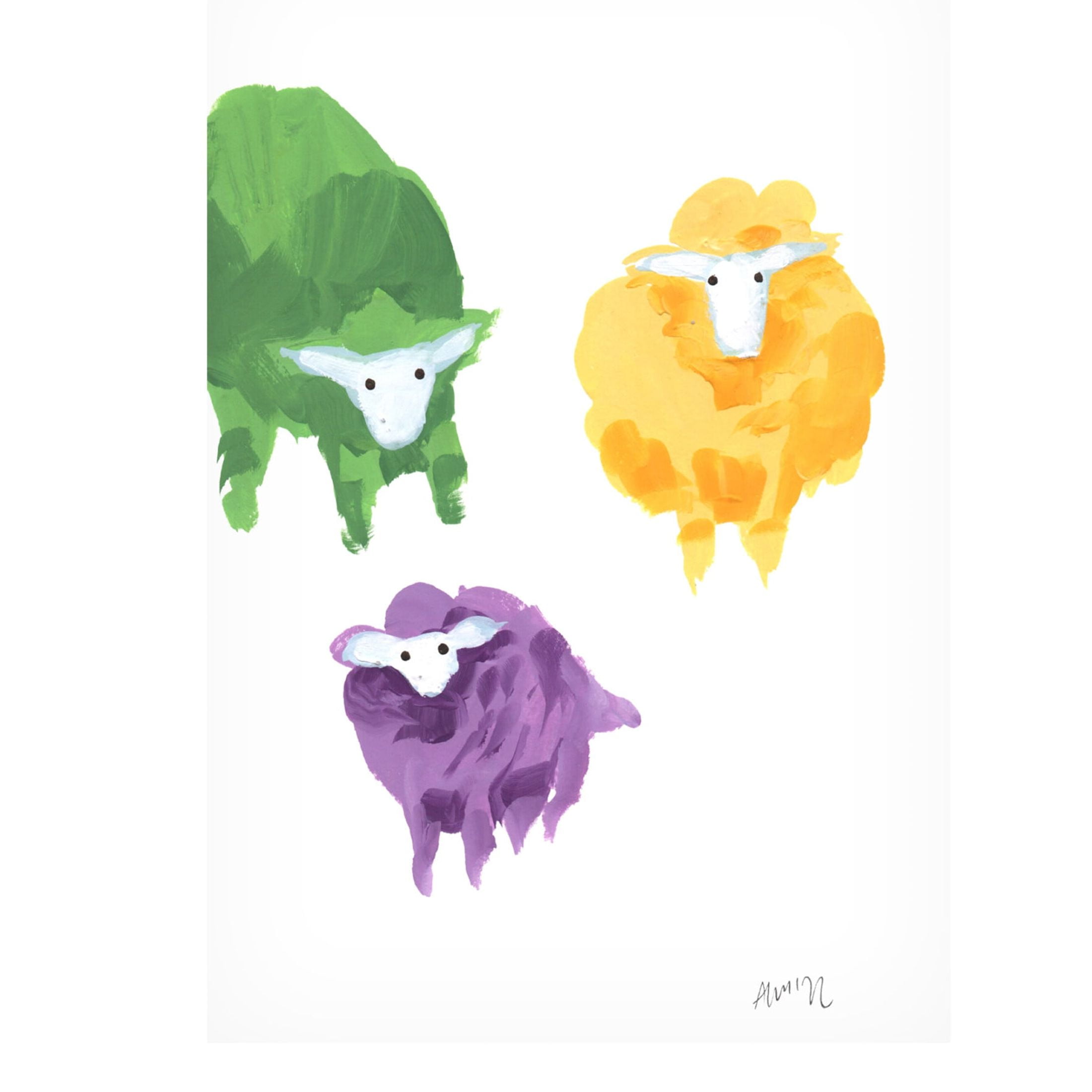 Trademark Fine Art Ania Zwara Sheep Triplets Canvas Wall Art