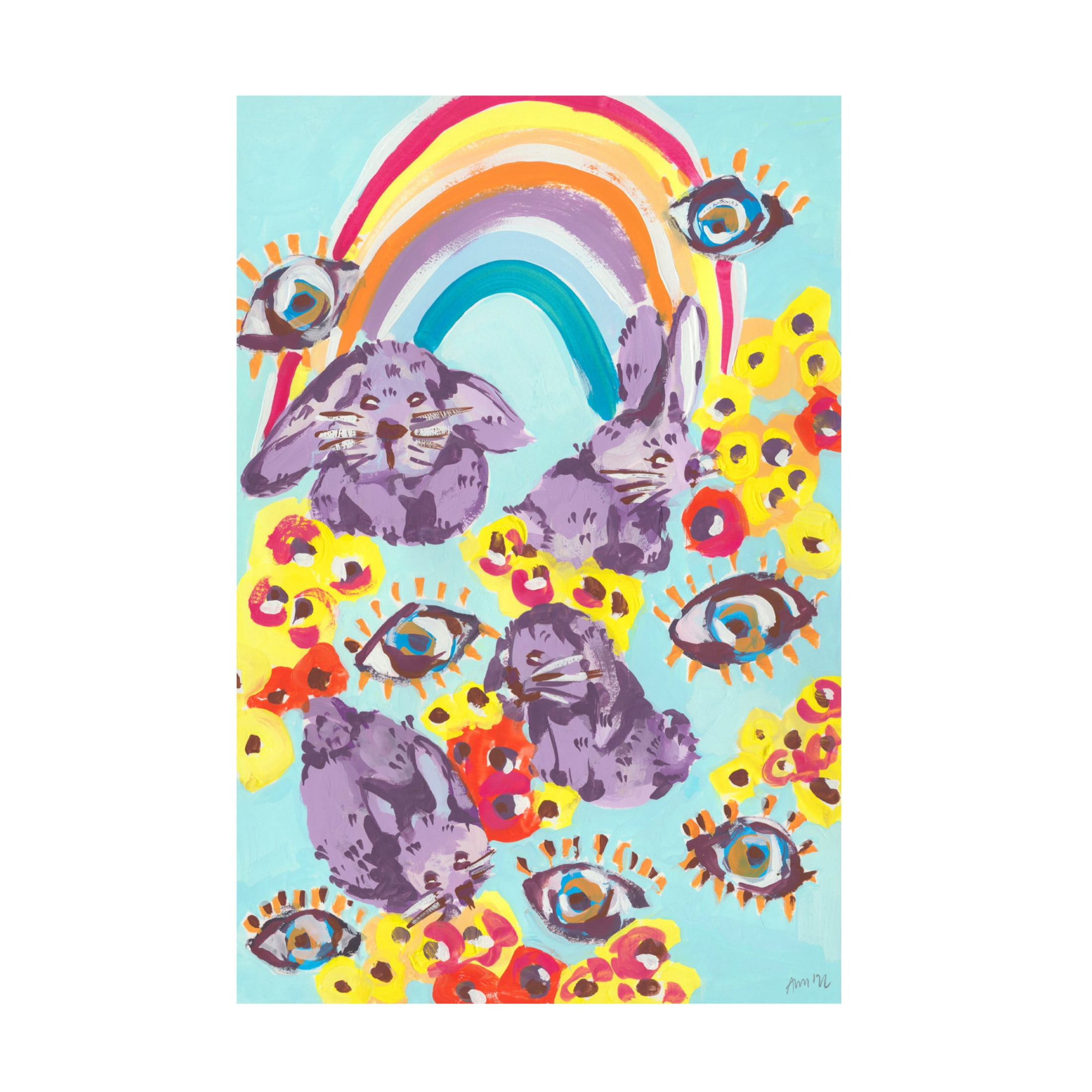 Trademark Fine Art Ania Zwara Violet Bunnies Having Fun Canvas Wall Art