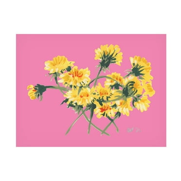 Trademark Fine Art Ania Zwara  Yellow Dandelions On Pink Canvas Wall Art