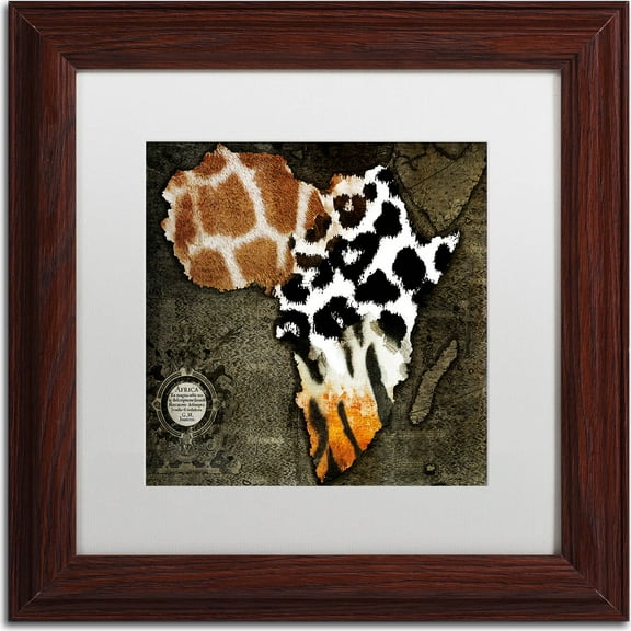 Trademark Fine Art "Animal Map Of Africa" Canvas Art by Color Bakery, White Matte, Wood Frame