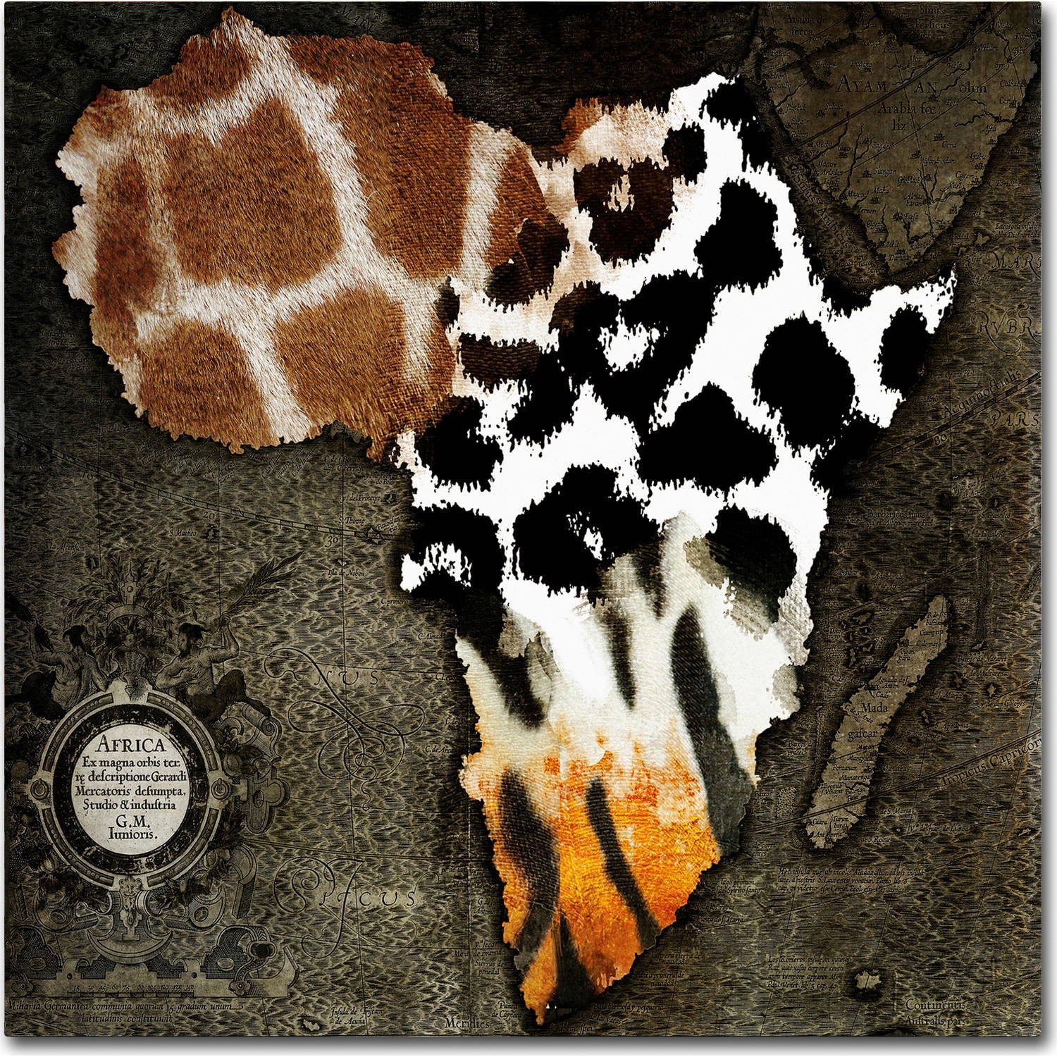 Trademark Fine Art "Animal Map Of Africa" Canvas Art by Color Bakery