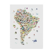 Trademark Fine Art 'Animal Map of South America for children and kids' Canvas Art by Michael Tompsett