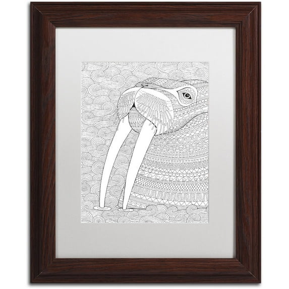 Trademark Fine Art "Animals 21" Canvas Art by Hello Angel, White Matte, Wood Frame
