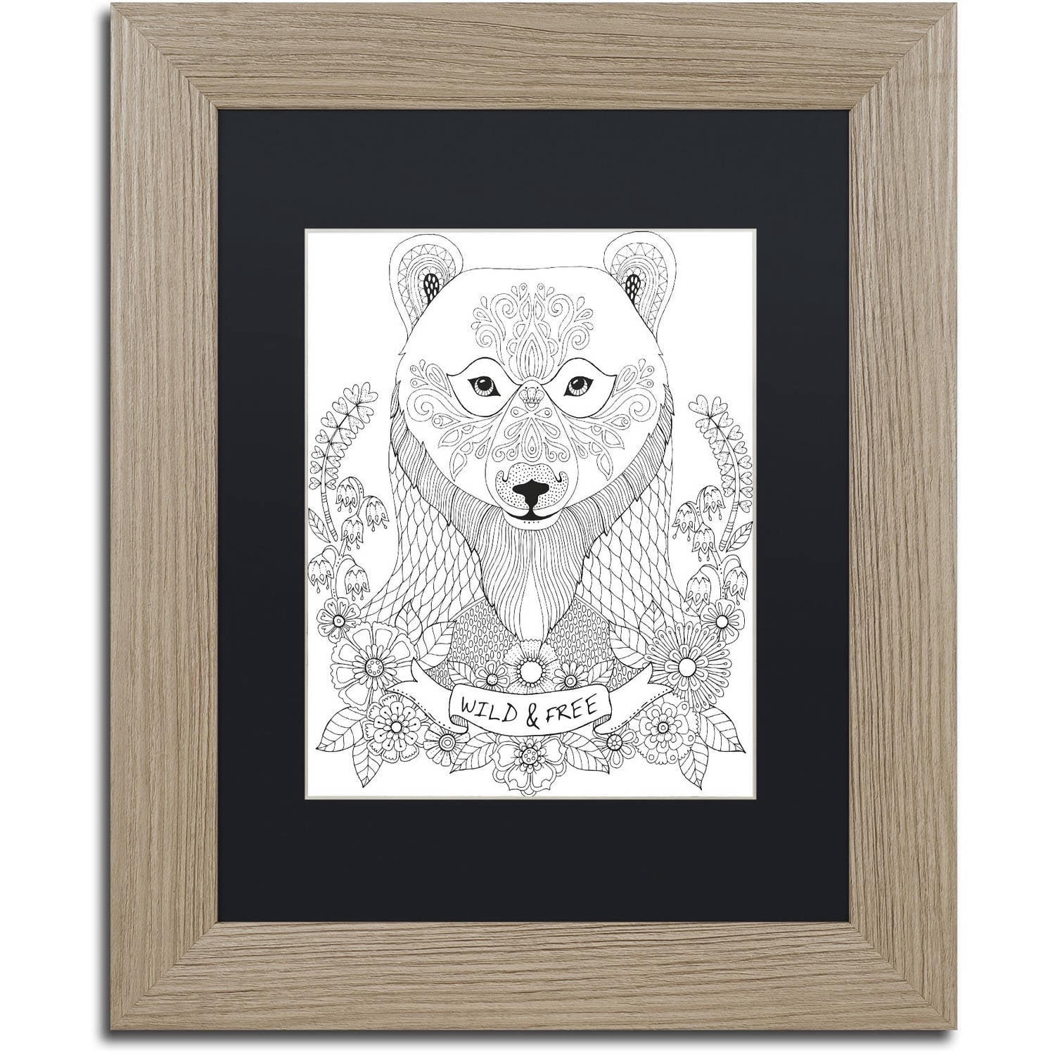 Trademark Fine Art "Animals 4" Canvas Art by Hello Angel, Black Matte, Birch Frame