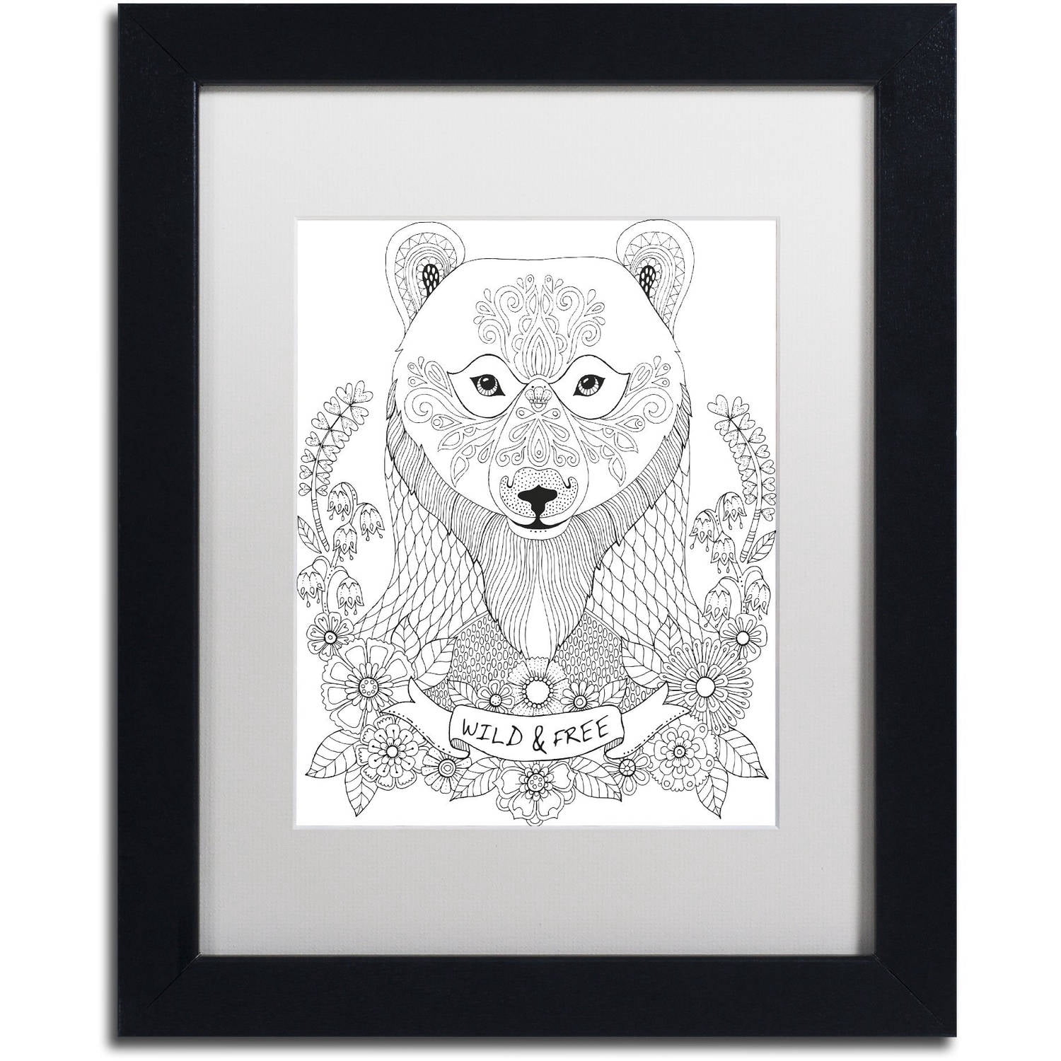 Trademark Fine Art "Animals 4" Canvas Art by Hello Angel, White Matte, Black Frame
