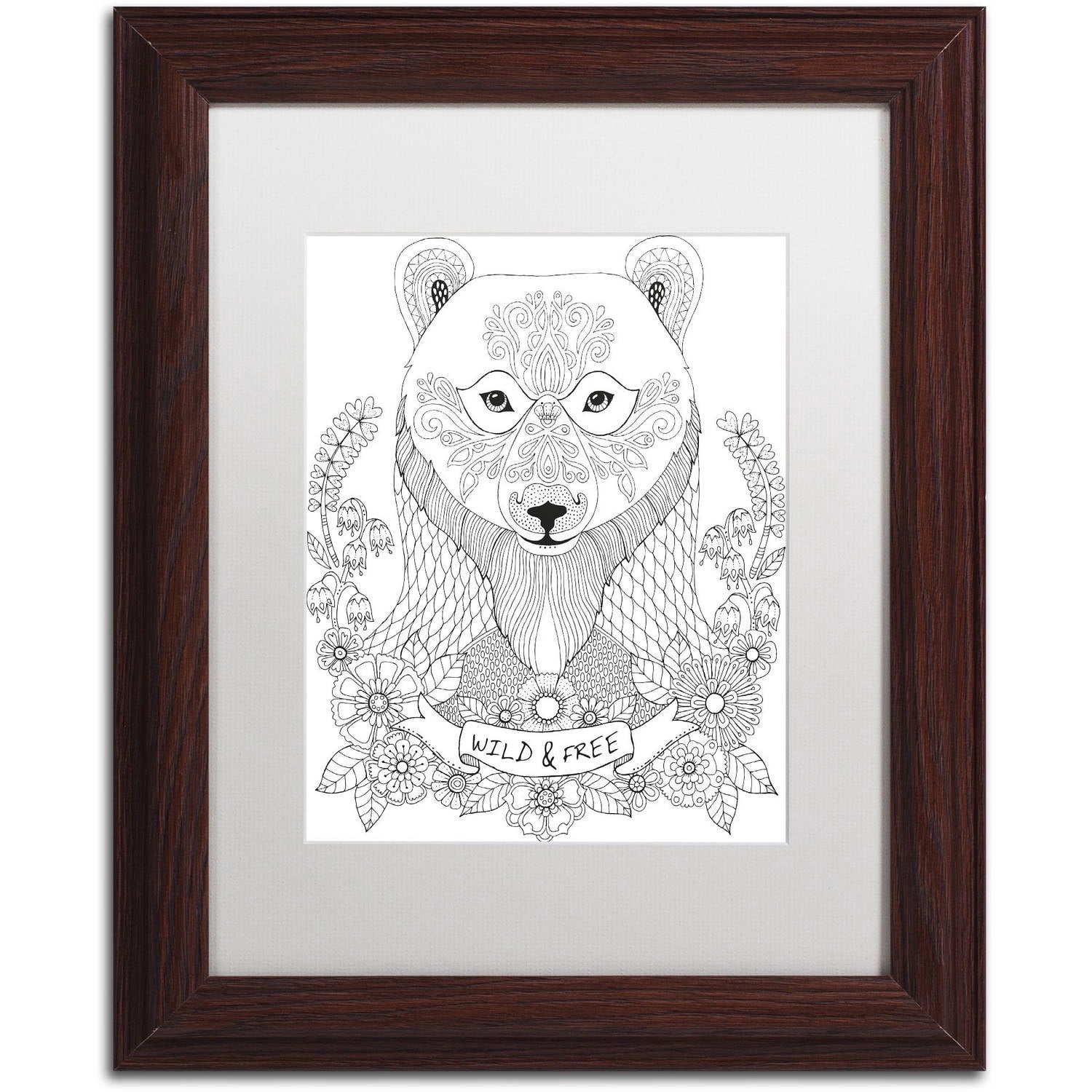 Trademark Fine Art "Animals 4" Canvas Art by Hello Angel, White Matte, Wood Frame