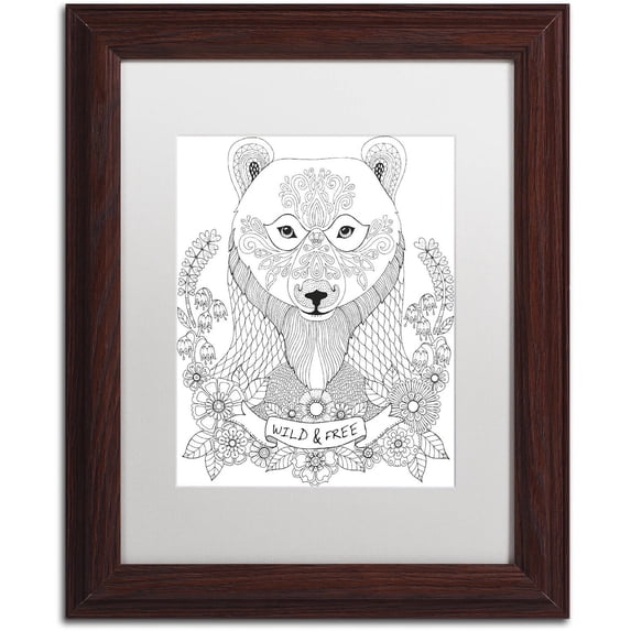 Trademark Fine Art "Animals 4" Canvas Art by Hello Angel, White Matte, Wood Frame