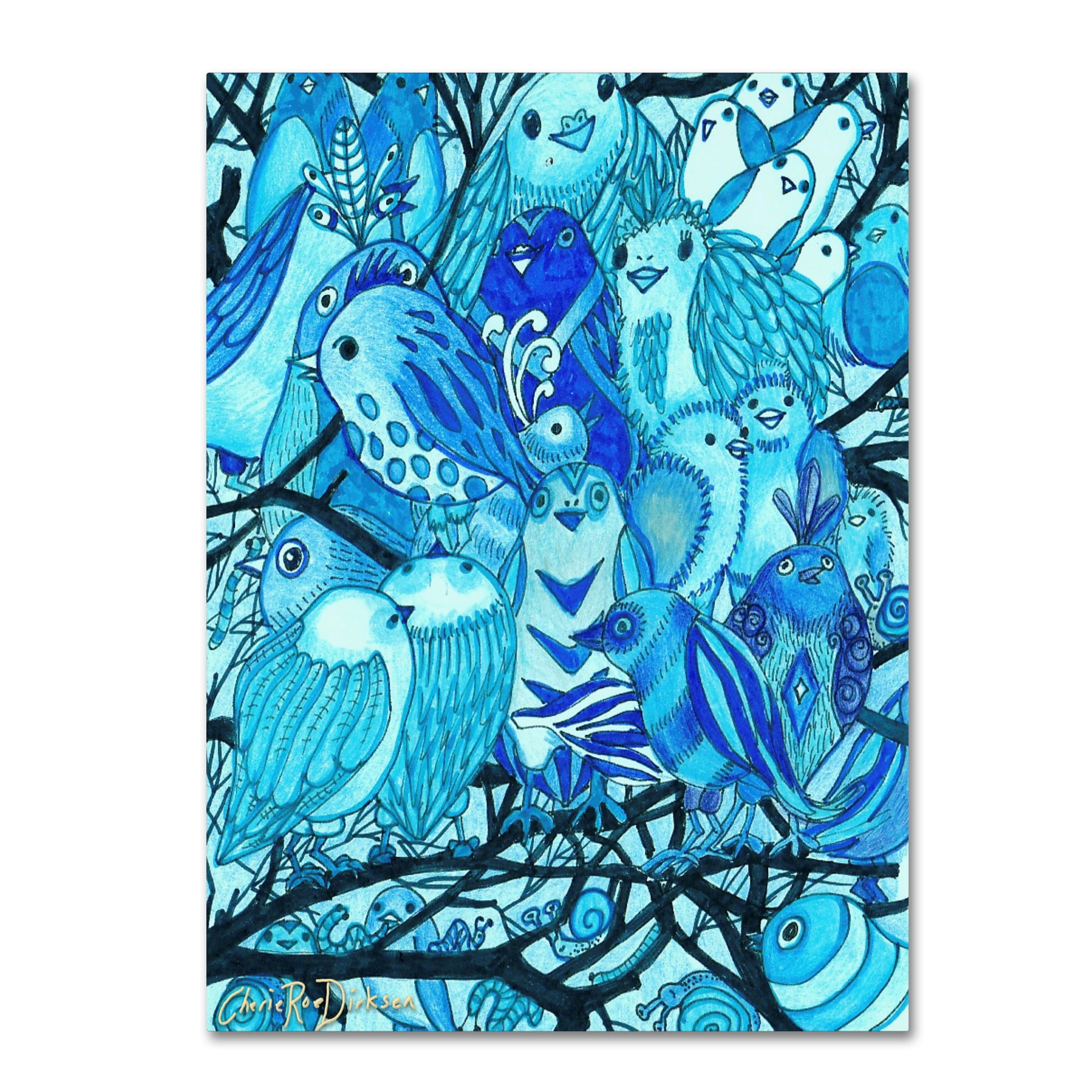 Trademark Fine Art Animals Canvas Art ' Blue Bird Montage ' by Cherie Roe Dirksen