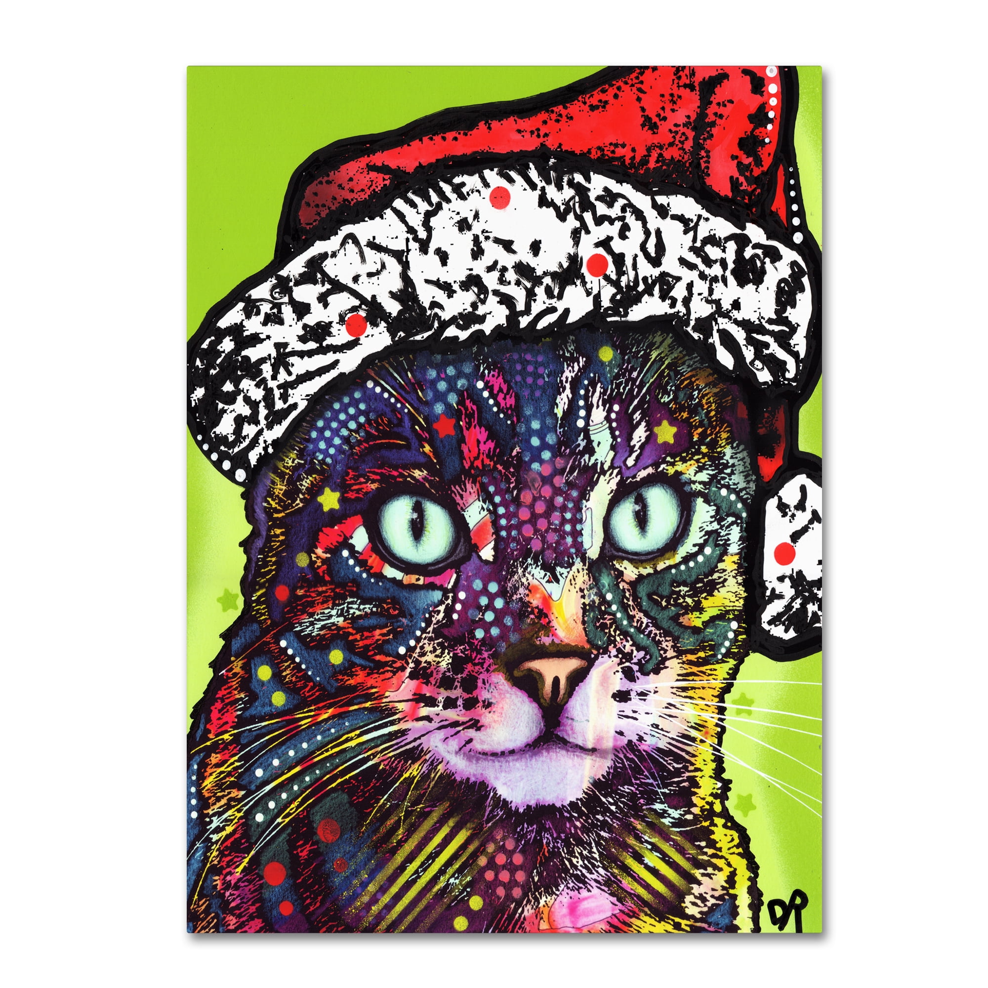 Trademark Fine Art Animals Canvas Art ' Watchful Cat Christmas Edition ' by Dean Rso