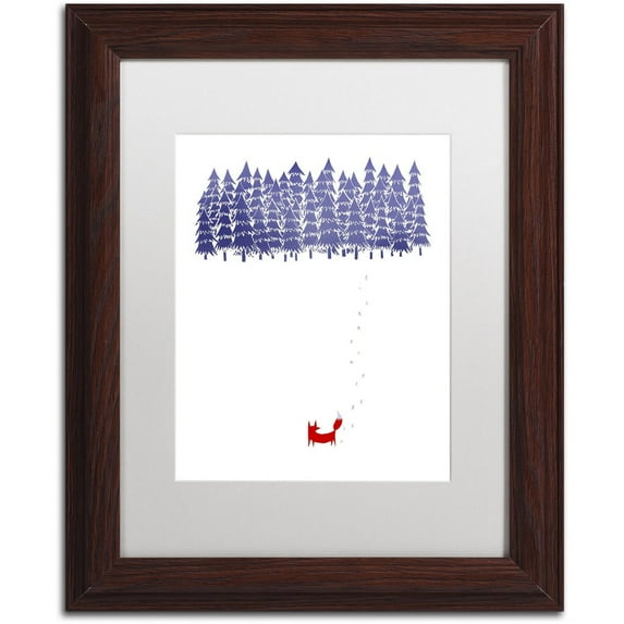Trademark Fine Art Animals Matted Framed Art ' Alone In The Forest ' by Robert Farkas
