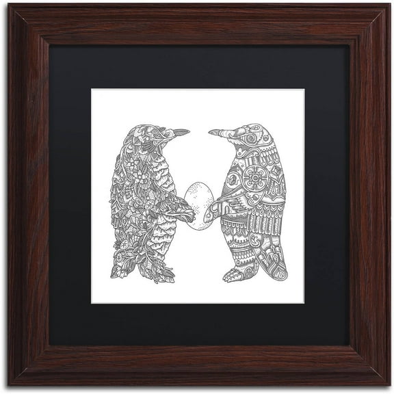 Trademark Fine Art Animals Matted Framed Art ' Penguin Lovers ' by Filippo Cardu