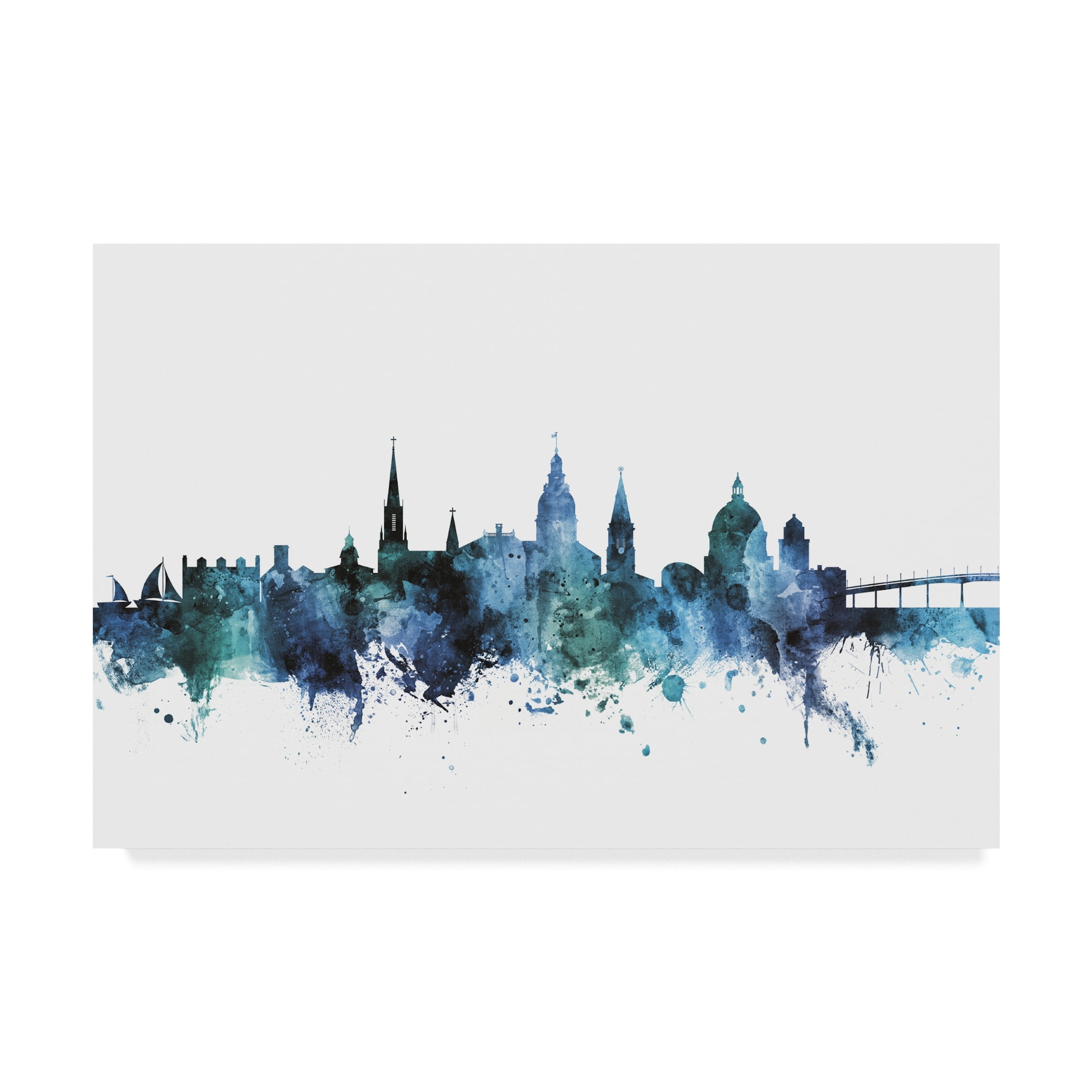 Trademark Fine Art 'Annapolis Maryland Blue Teal Skyline' Canvas Art by Michael Tompsett