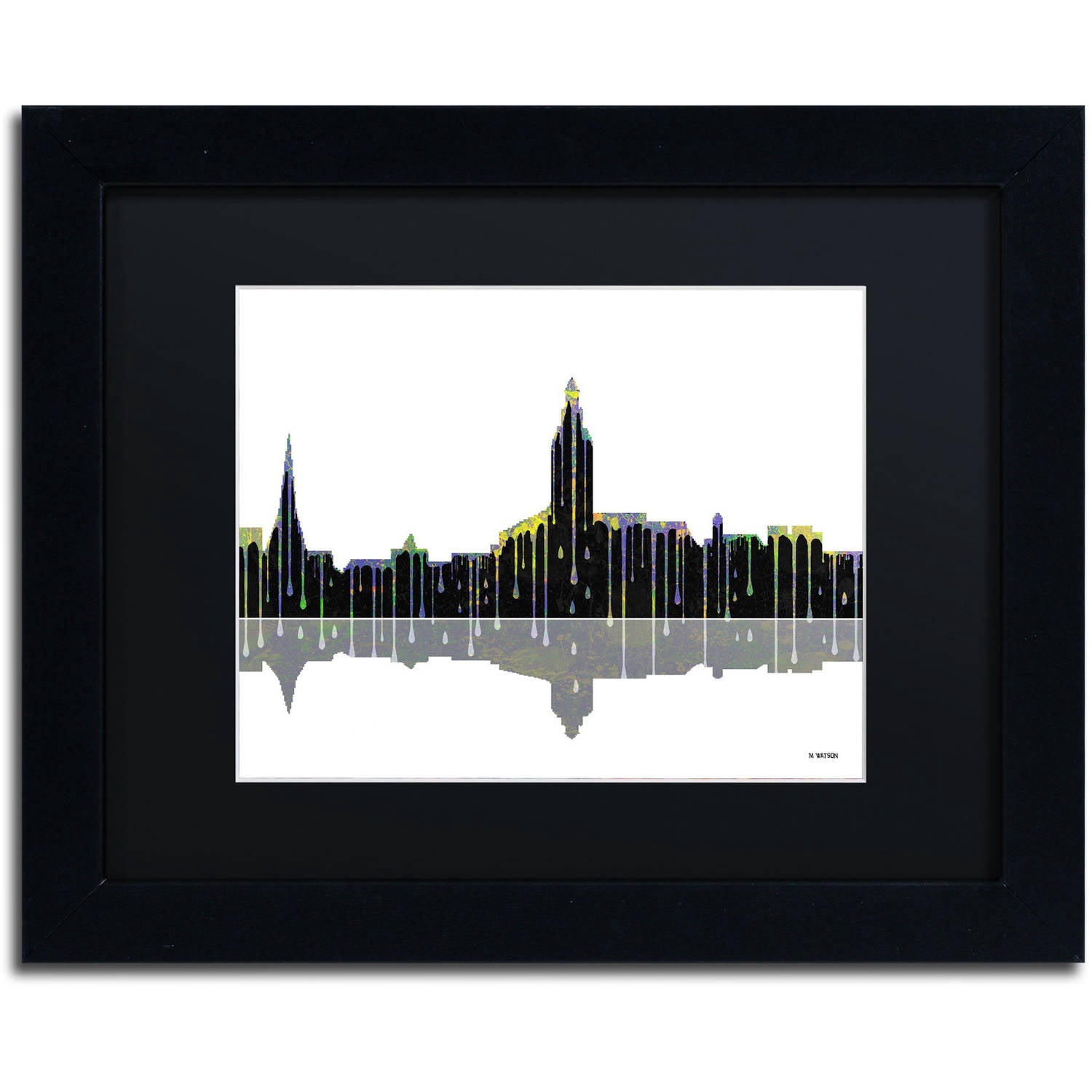Trademark Fine Art "Annapolis Maryland Skyline" Canvas Art by Marlene Watson Black Mat, Black Frame
