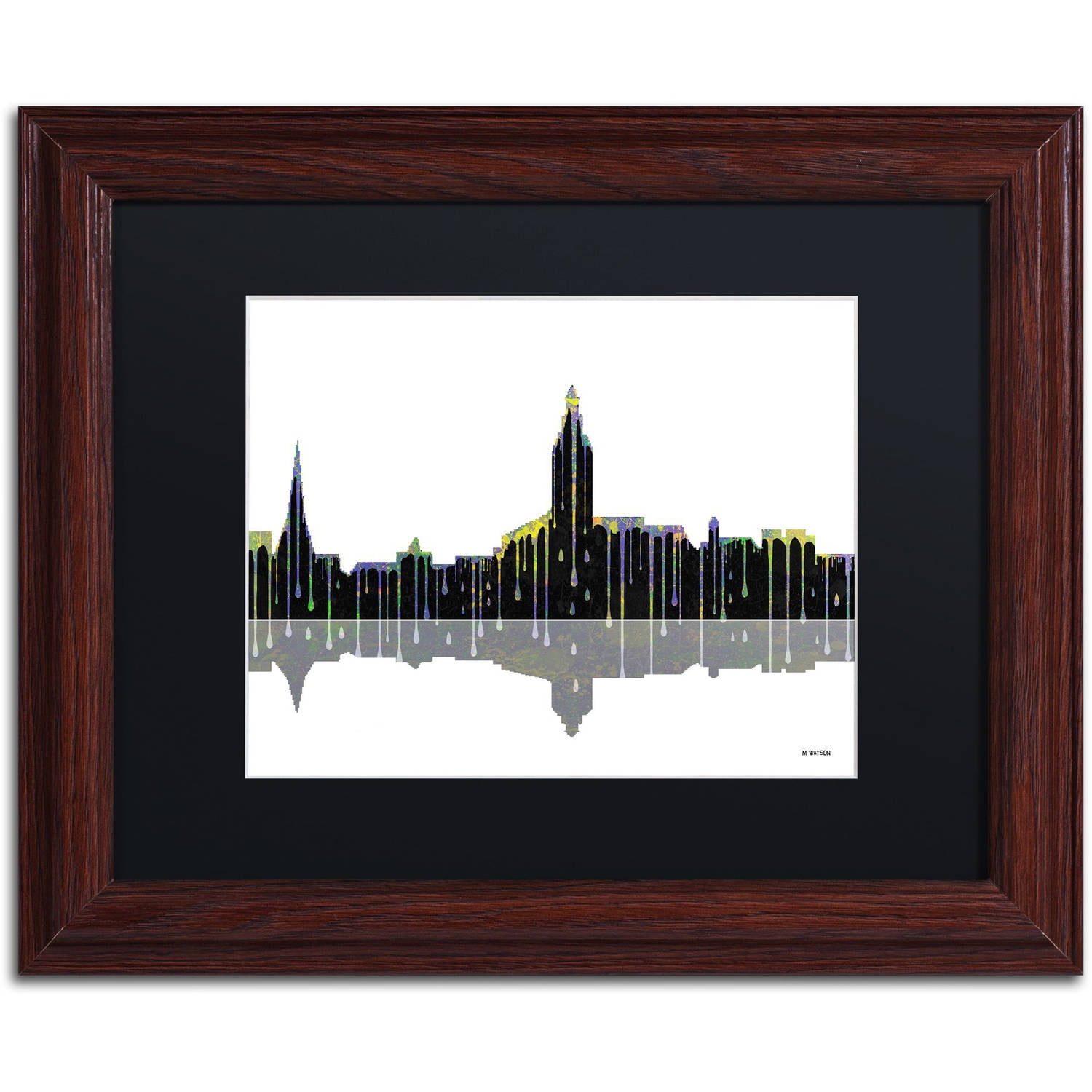 Trademark Fine Art "Annapolis Maryland Skyline" Canvas Art by Marlene Watson Black Mat, Wood Frame