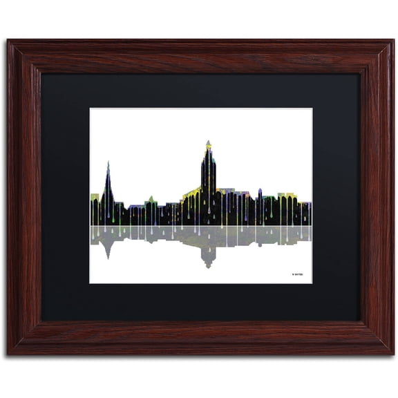 Trademark Fine Art "Annapolis Maryland Skyline" Canvas Art by Marlene Watson Black Mat, Wood Frame