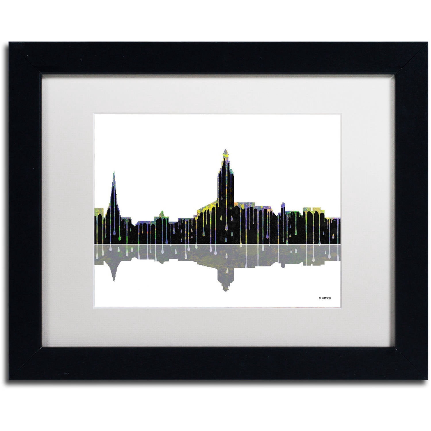 Trademark Fine Art "Annapolis Maryland Skyline" Canvas Art by Marlene Watson White Mat, Black Frame