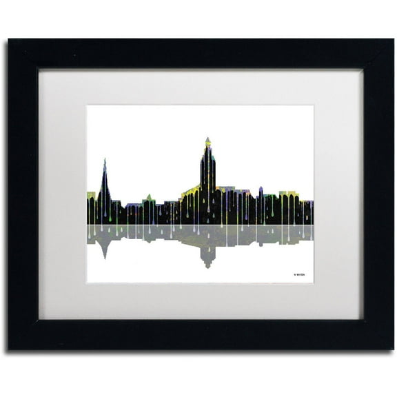 Trademark Fine Art "Annapolis Maryland Skyline" Canvas Art by Marlene Watson White Mat, Black Frame
