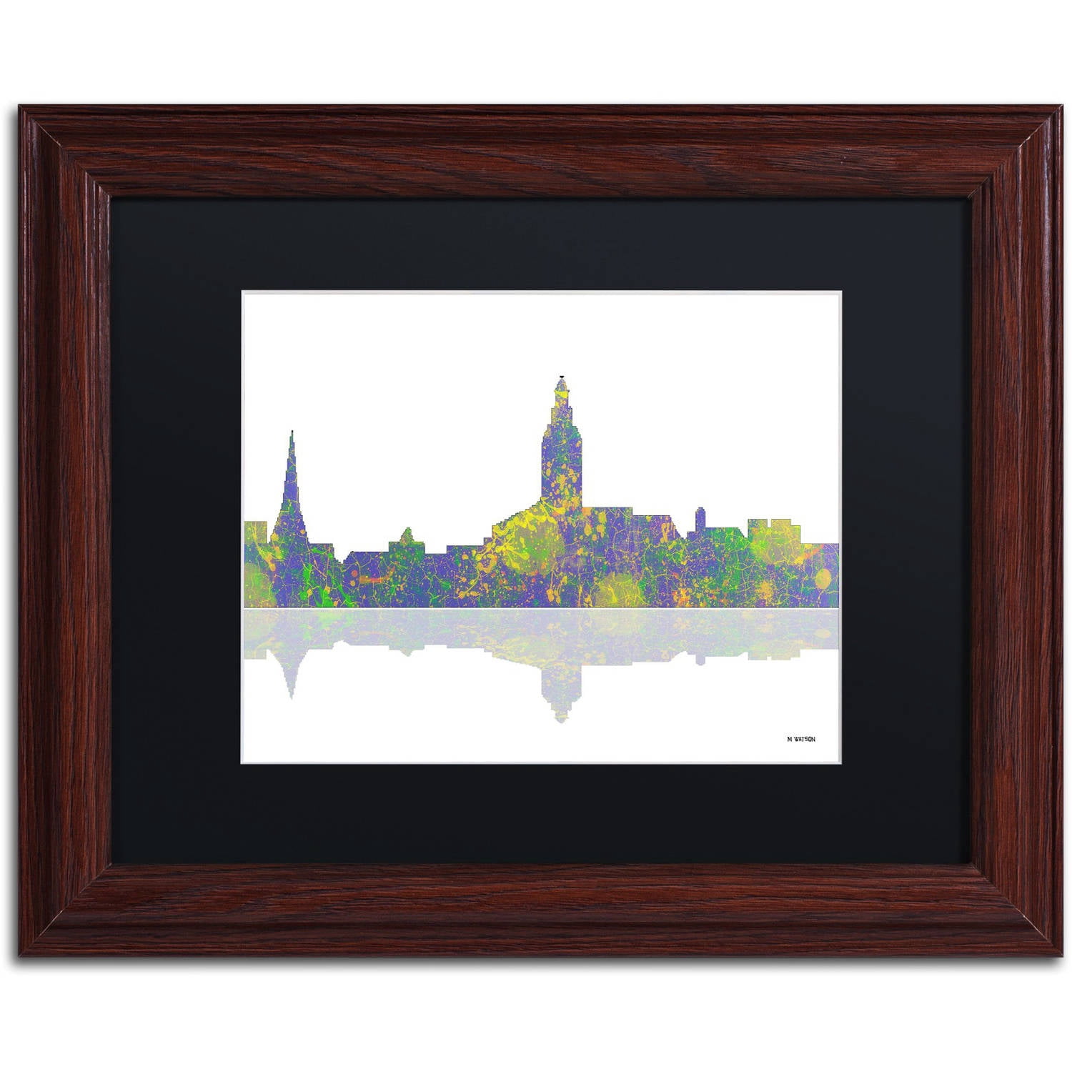 Trademark Fine Art "Annapolis Maryland Skyline II" Canvas Art by Marlene Watson Black Mat, Wood Frame