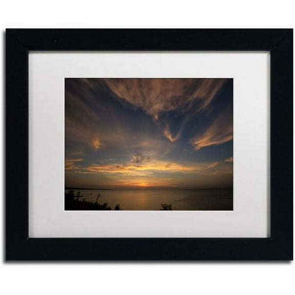 Trademark Fine Art "Another Amazing Sunset on Lake Erie" Canvas Art by Kurt Shaffer White Matte, Black Frame