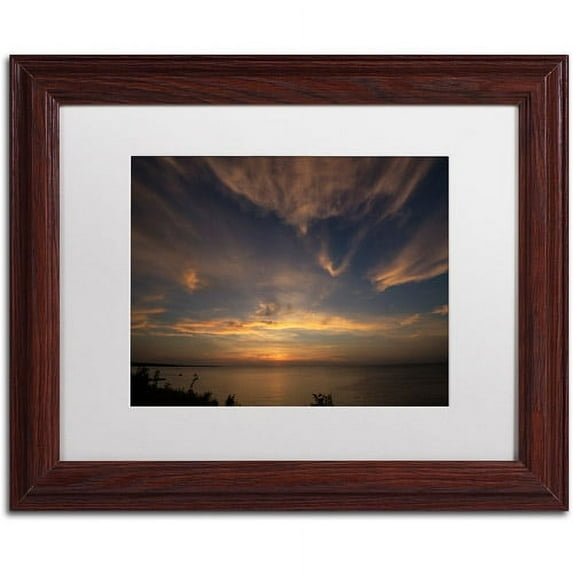 Trademark Fine Art "Another Amazing Sunset on Lake Erie" Canvas Art by Kurt Shaffer White Matte, Wood Frame