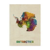 Trademark Fine Art 'Antarctica Watercolor Map' Canvas Art by Michael Tompsett