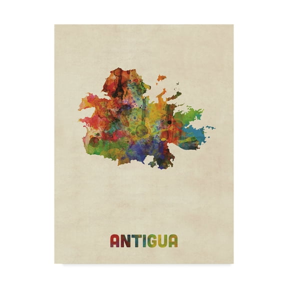 Trademark Fine Art 'Antigua Watercolor Map' Canvas Art by Michael Tompsett