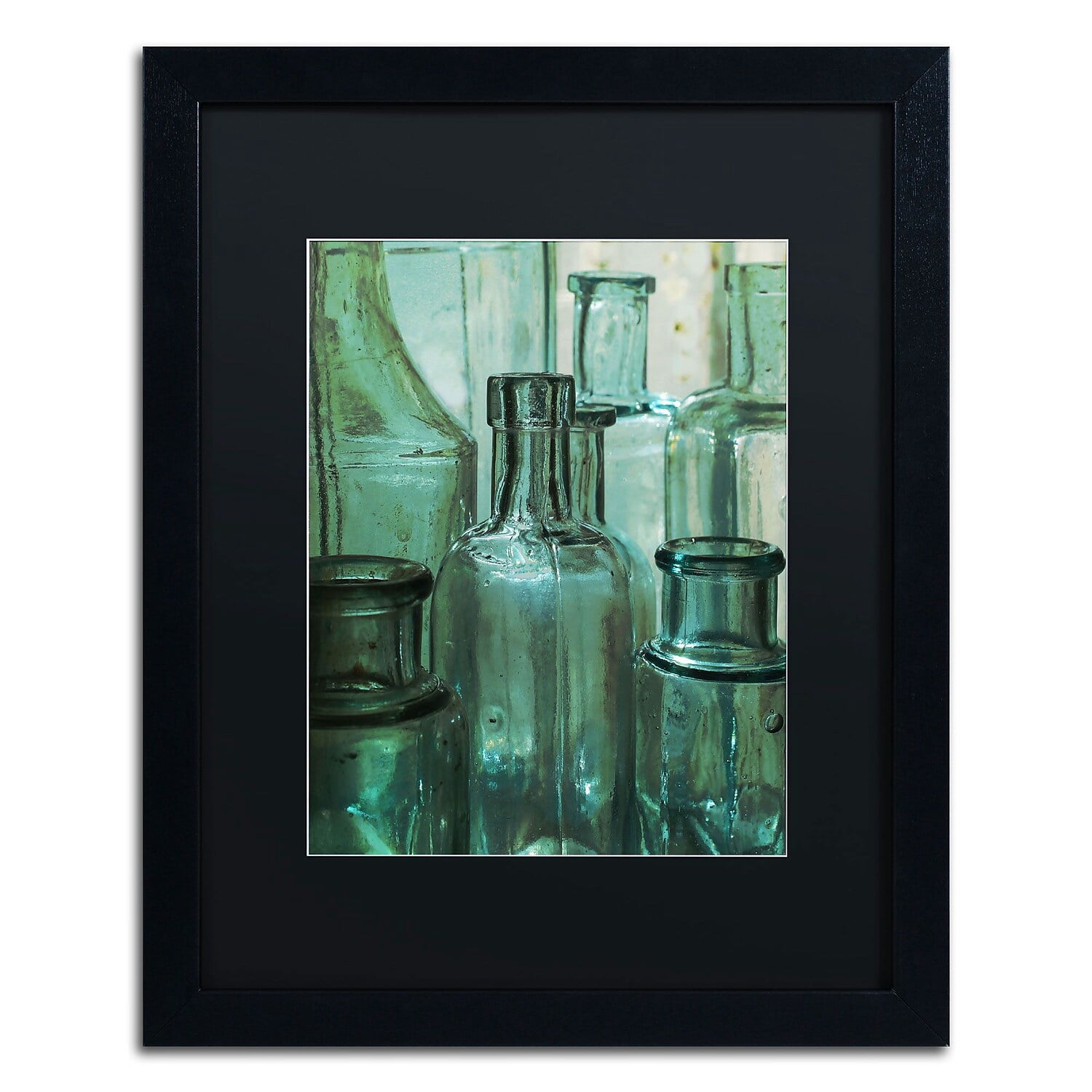 Trademark Fine Art "Antique Bottles" Canvas Art by Patty Tuggle, Black Matte, Black Frame