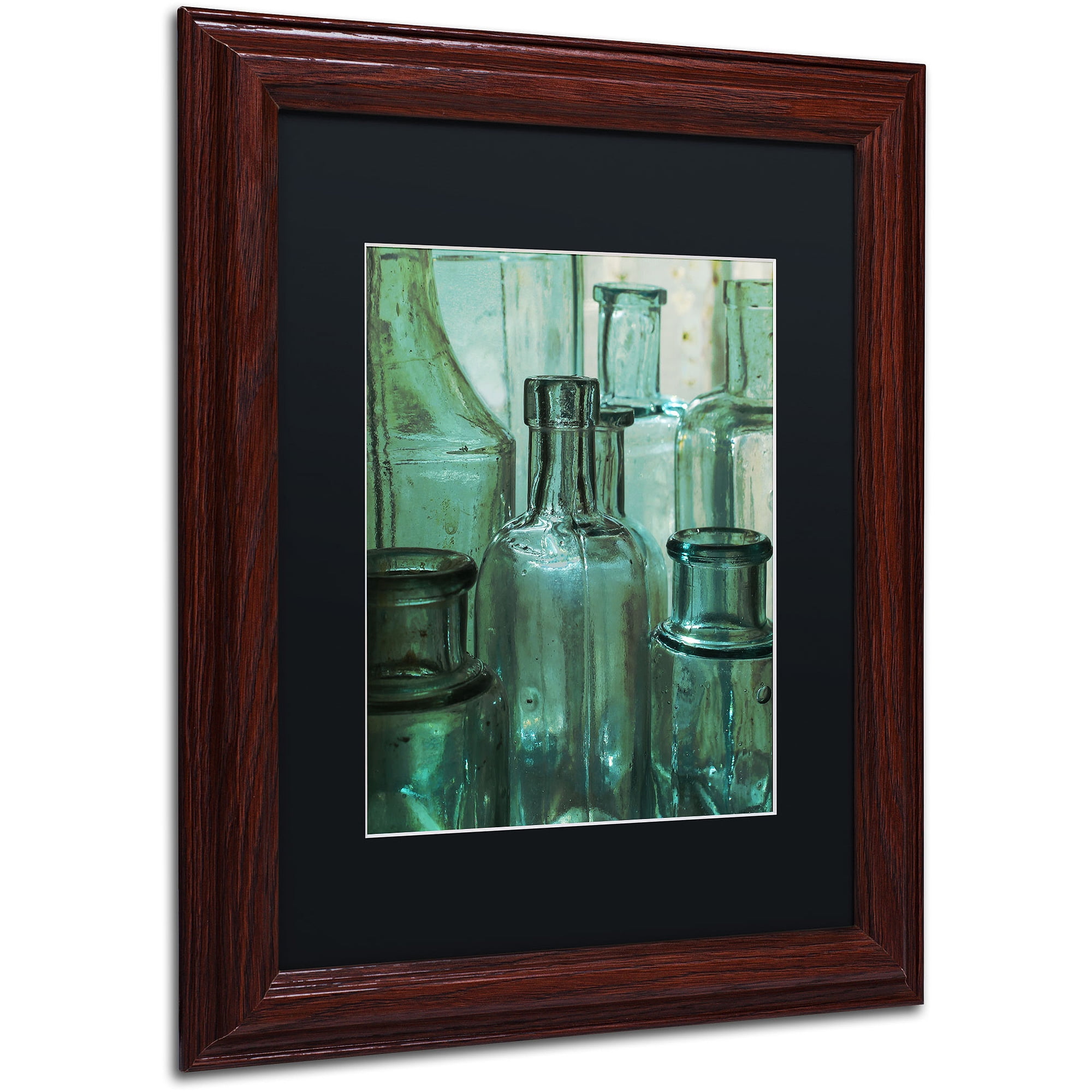 Trademark Fine Art "Antique Bottles" Canvas Art by Patty Tuggle, Black Matte, Wood Frame