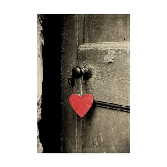 Trademark Fine Art 'Antique Door With Red Heart' Canvas Art by Tom Quartermaine
