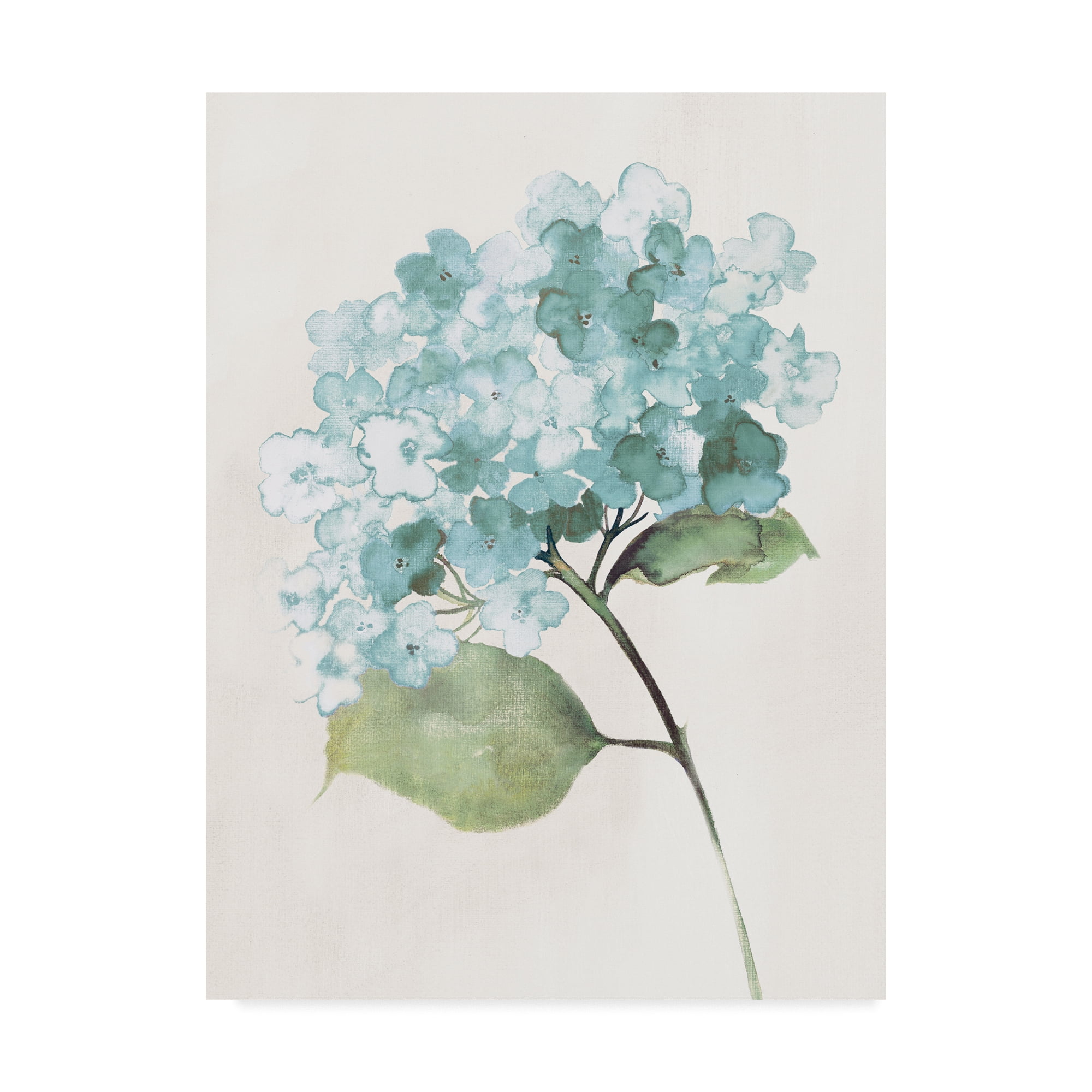 Blue Hydrangea Watercolor Print on Canvas with Hidden Wooden Frame