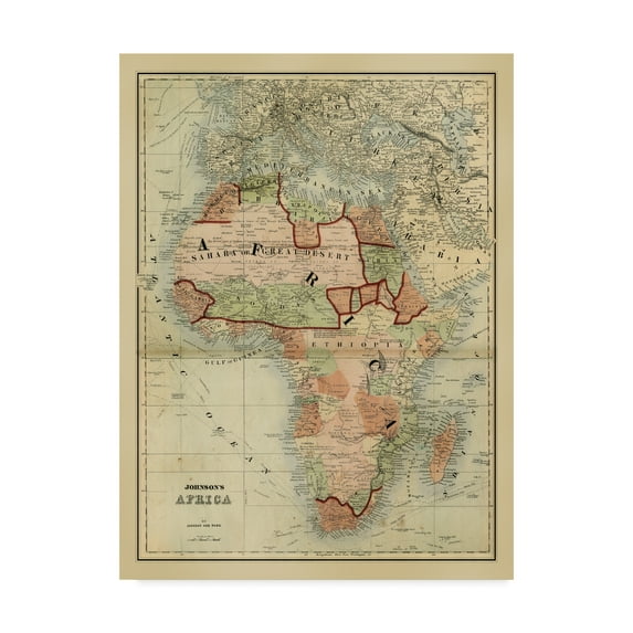 Trademark Fine Art 'Antique Map of Africa' Canvas Art by Johnson