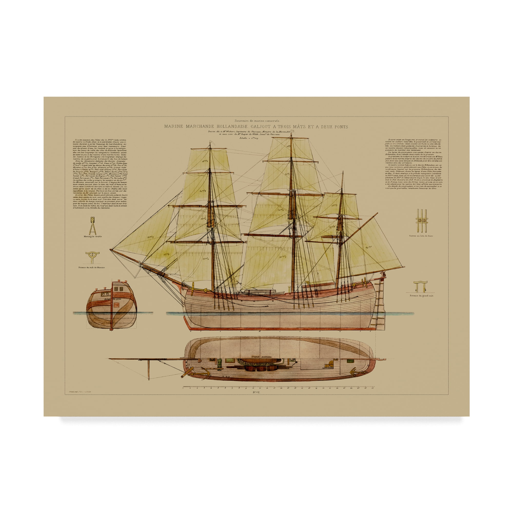 Trademark Fine Art 'Antique Ship Plan VII' Canvas Art by Vision Studio