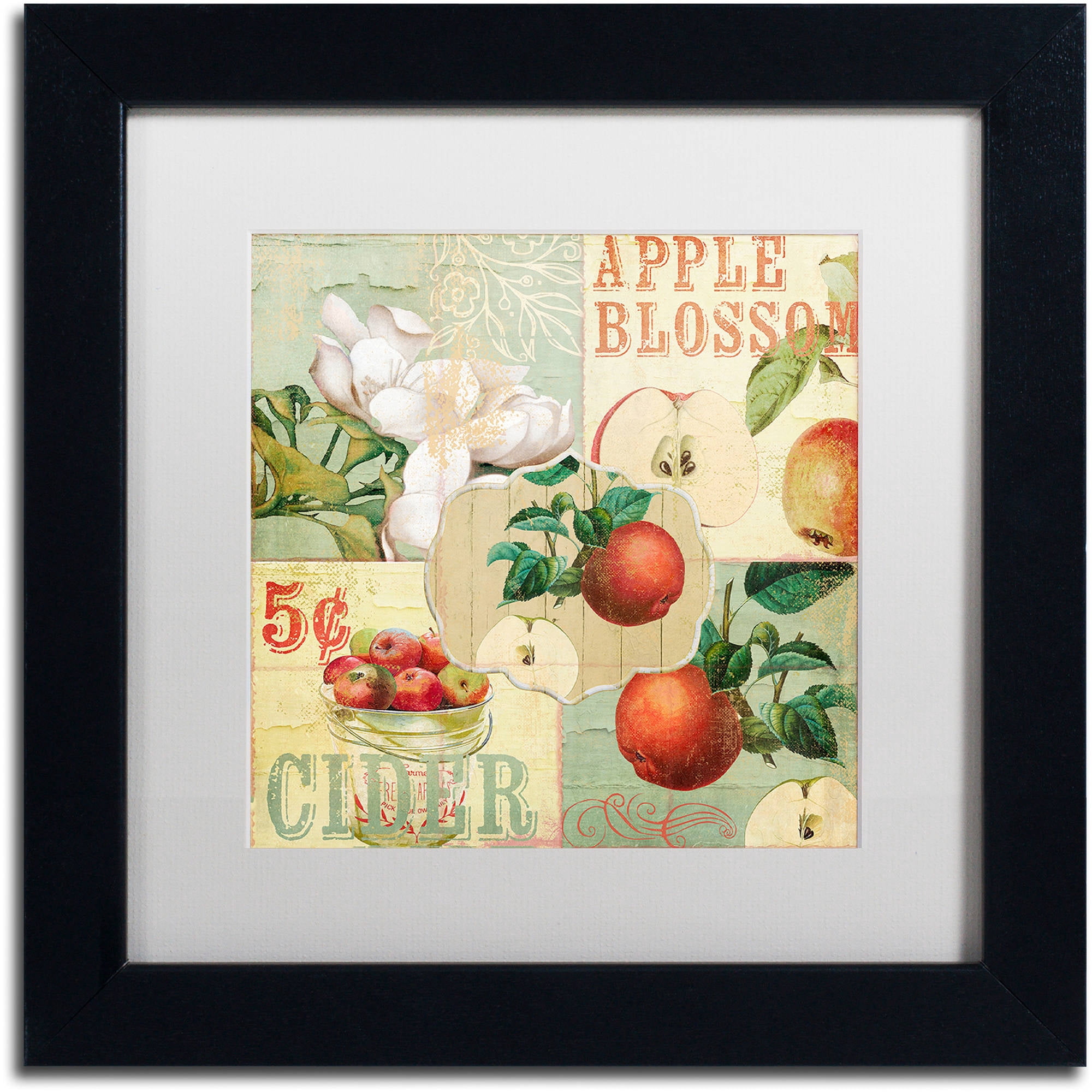 Trademark Fine Art "Apple Blossoms I" Canvas Art by Color Bakery White Matte, Black Frame
