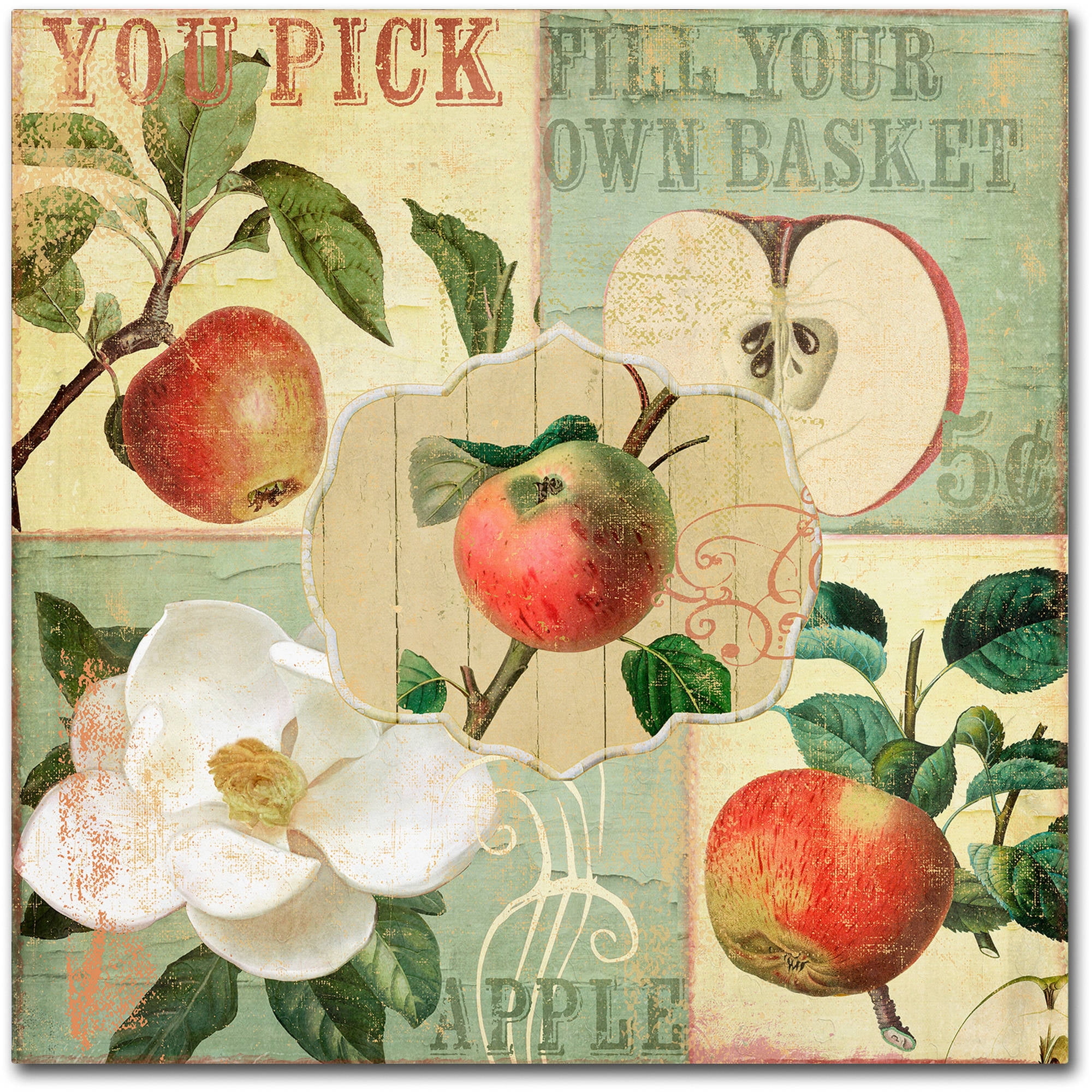 Apple Blossoms II Framed Canvas Art in Beige and Green
